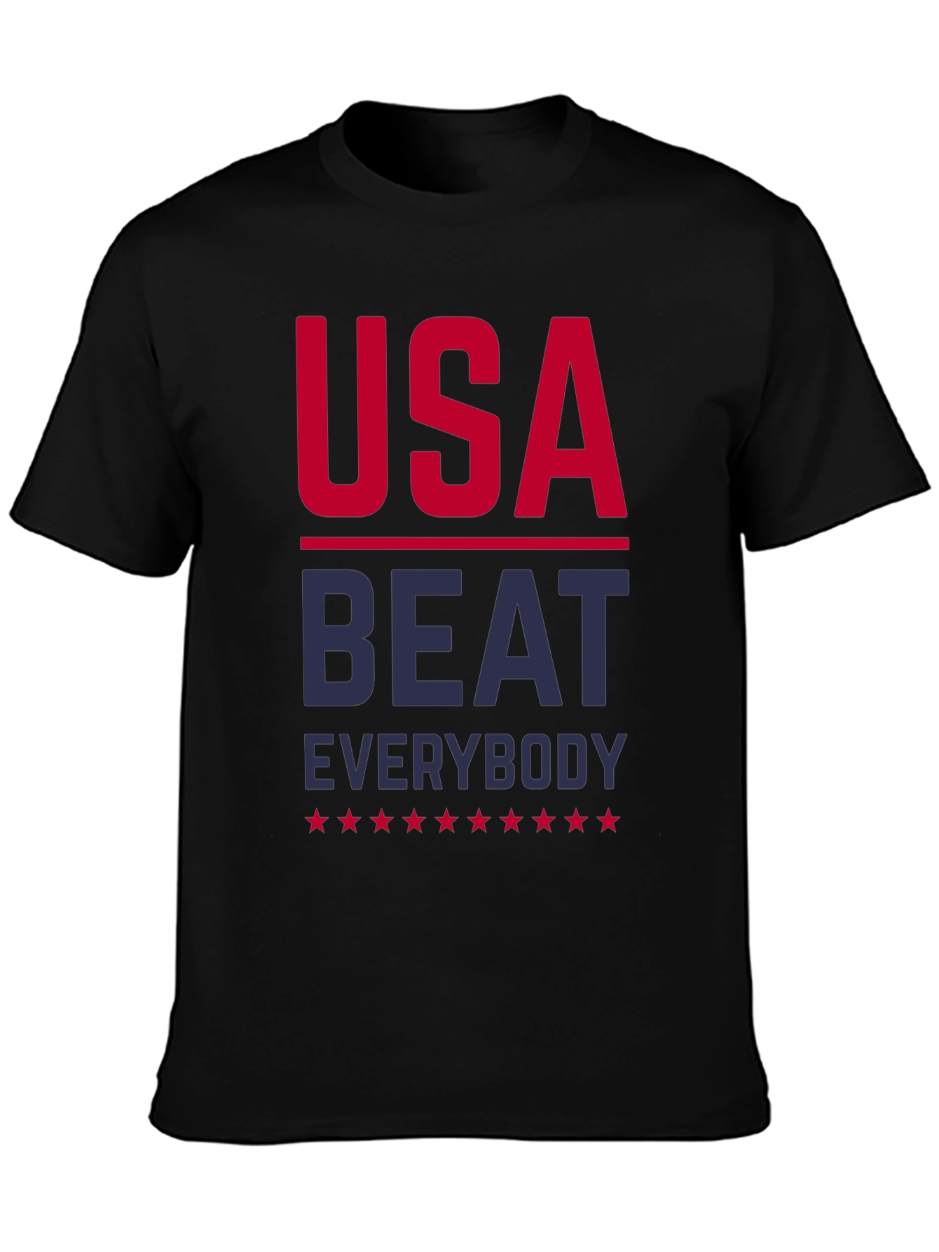 Black USA Beat Everybody Patriotic T-Shirt view 3
