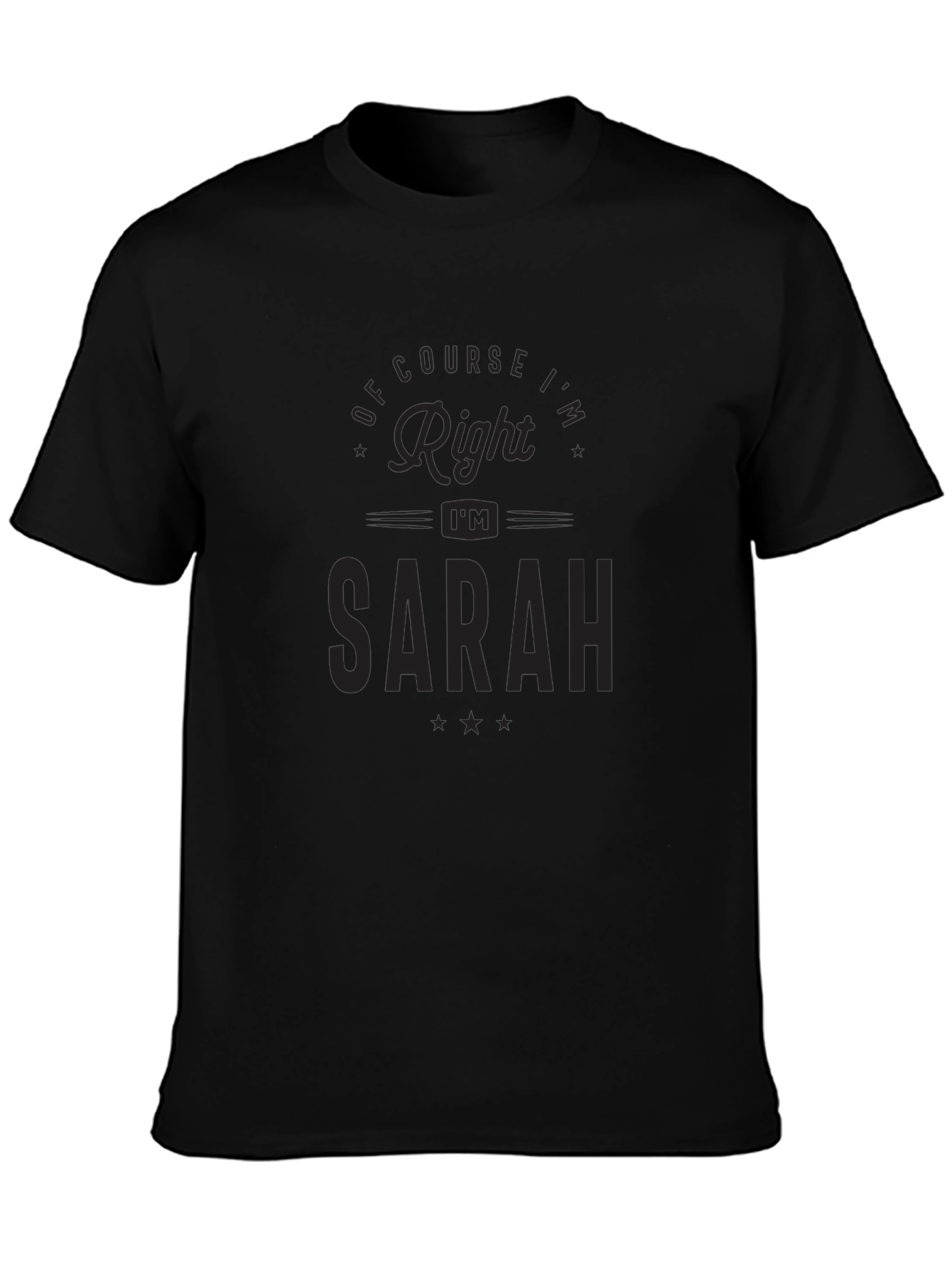 Black Of Course I'm Right I'm Sarah T-Shirt view 3