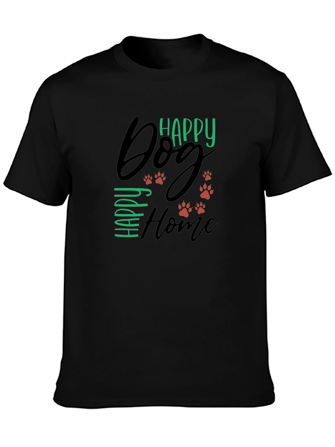 Black Happy Dog Happy Home Graphic Tee view 3