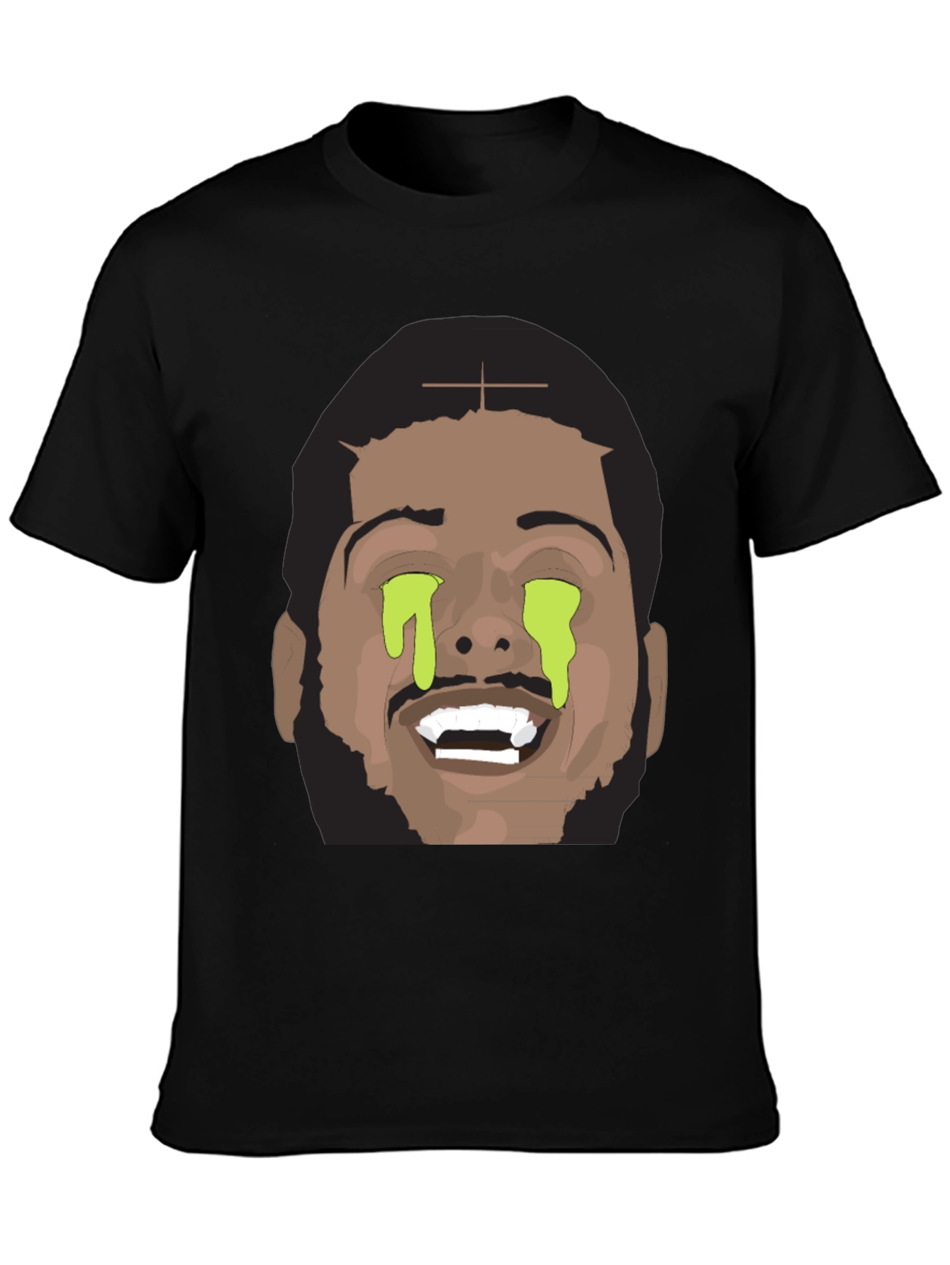 Black Graphic Tee with Dripping Eyes Design view 3