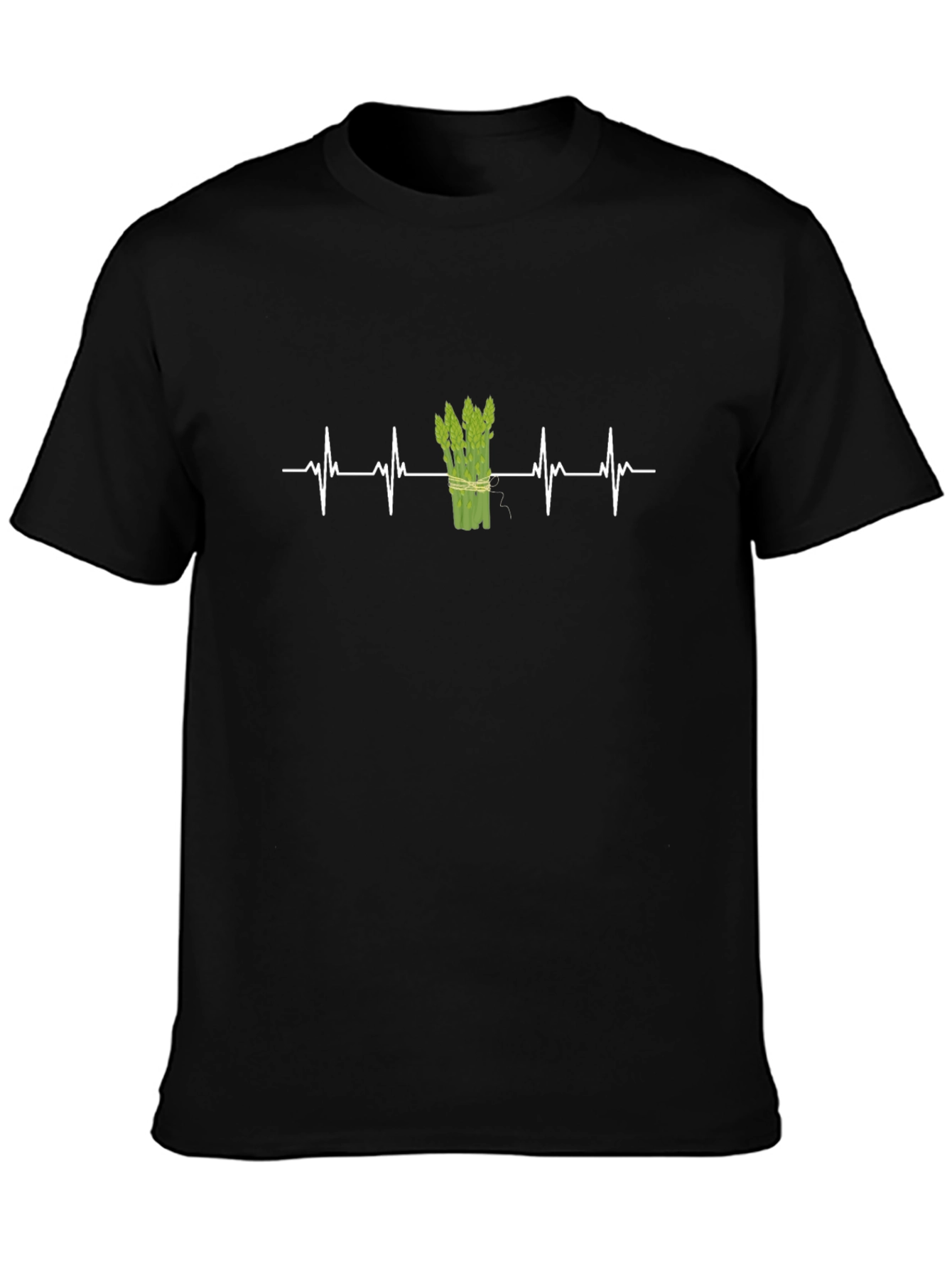 Asparagus Heartbeat T-Shirt - Black, Unisex - 3
