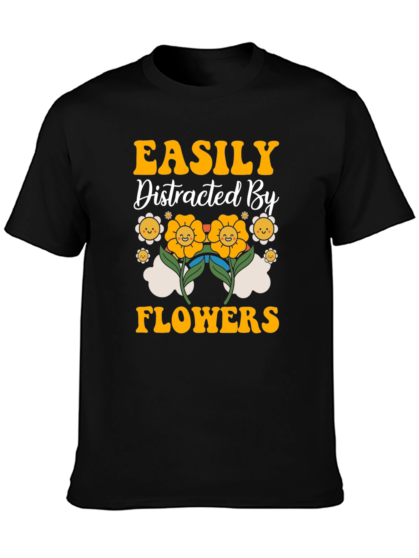 Black Easily Distracted By Flowers Graphic T-Shirt view 3