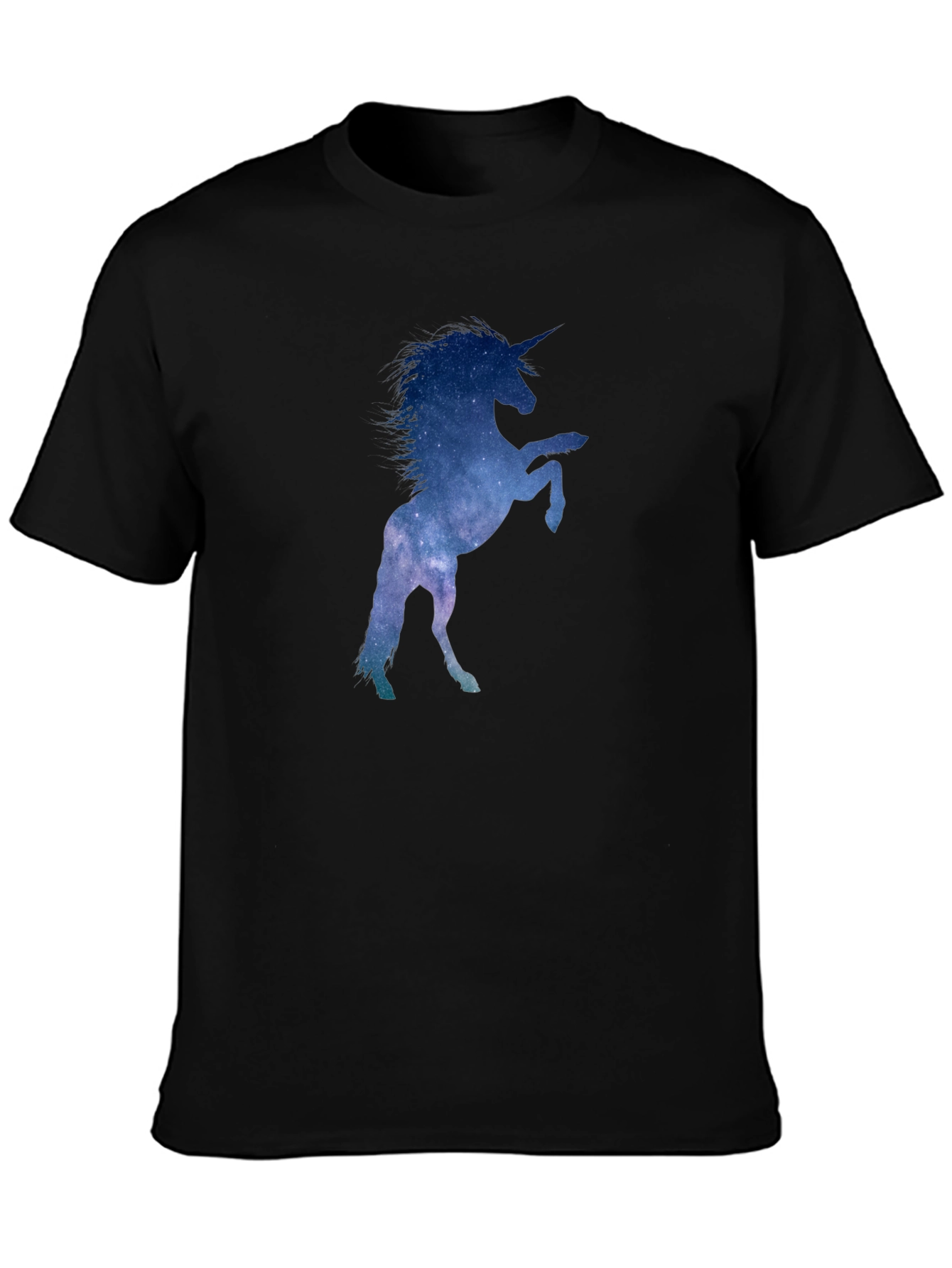 Black Unicorn Galaxy Silhouette T-Shirt - Black Cotton Tee view 3