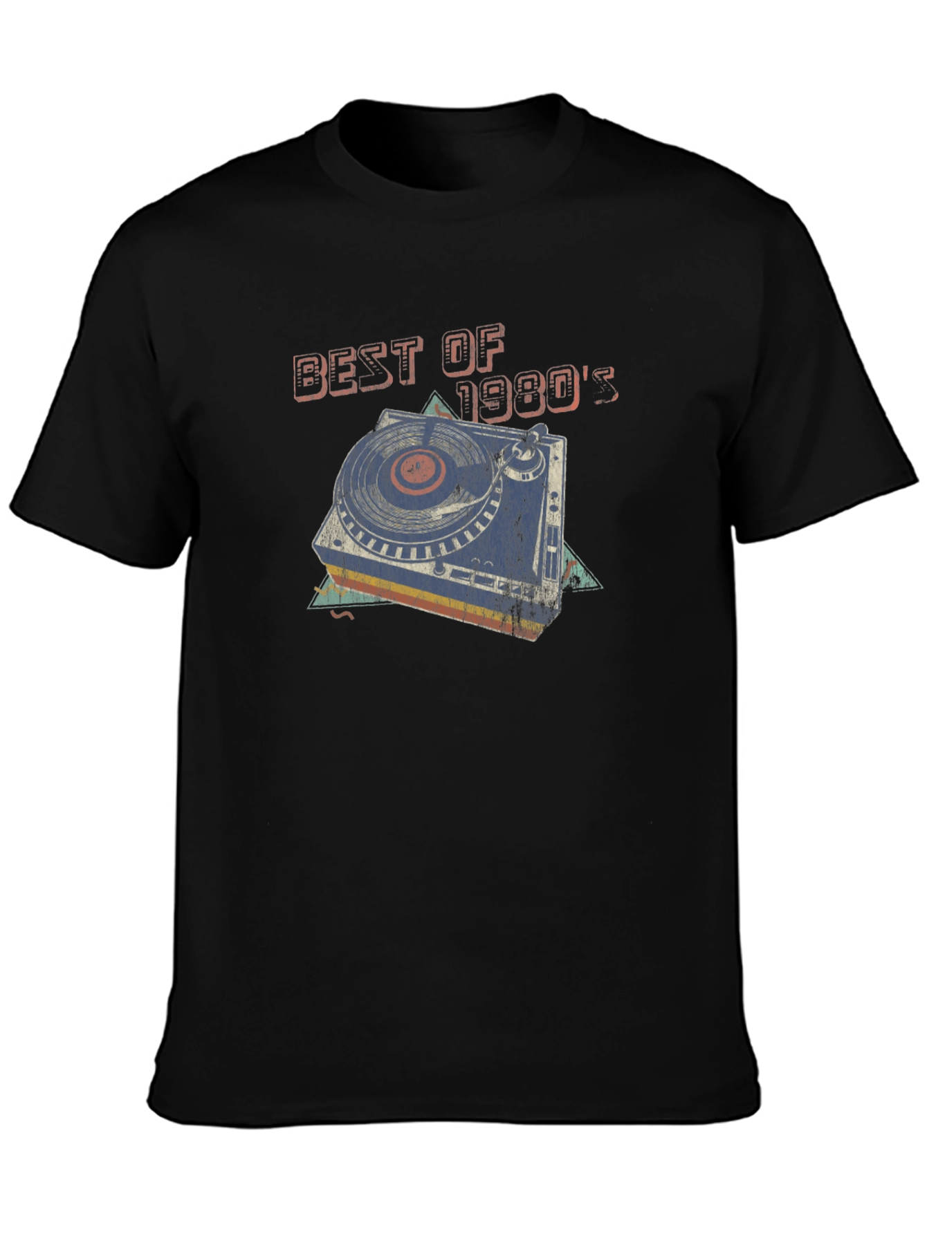 Black Best of 1980's Turntable Graphic T-Shirt view 3