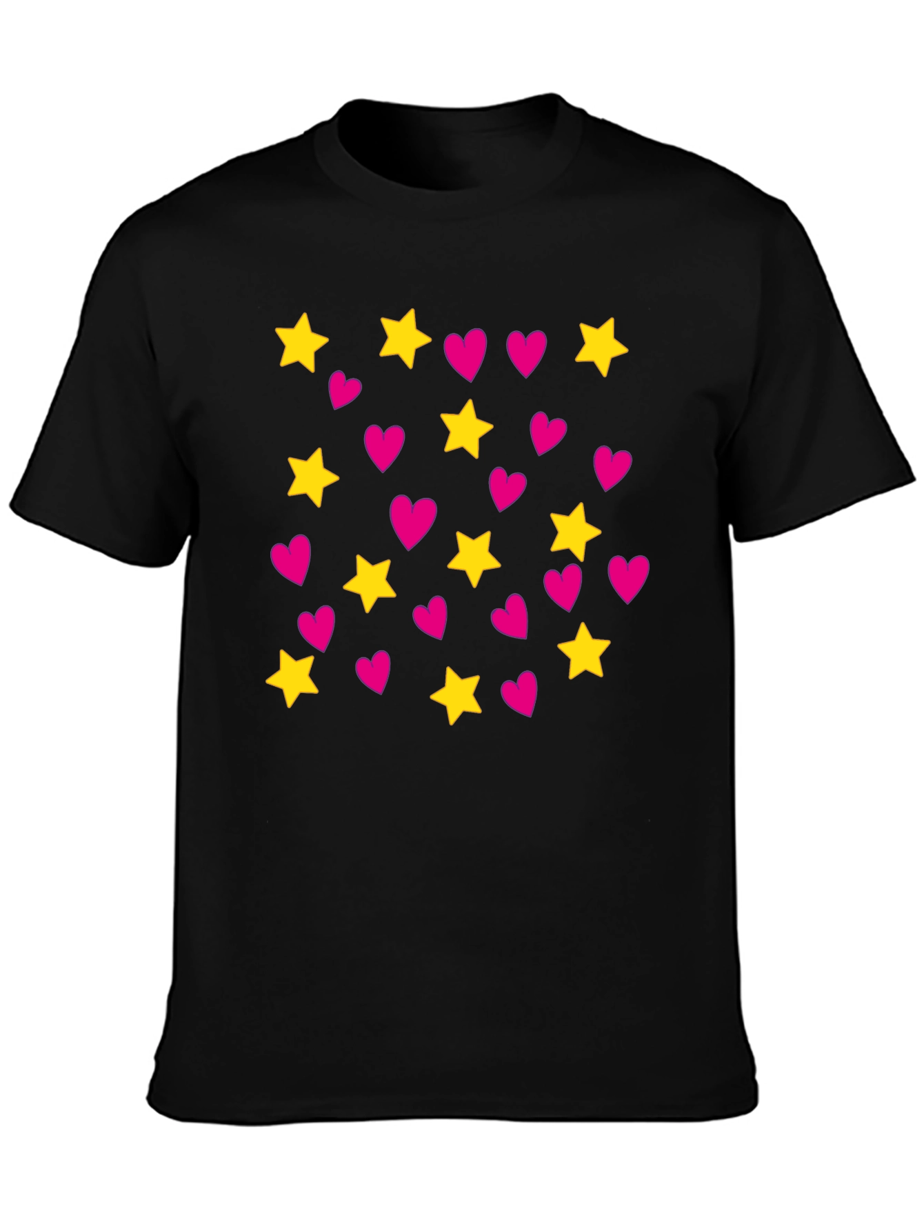 Black Star and Heart Pattern T-Shirt view 3