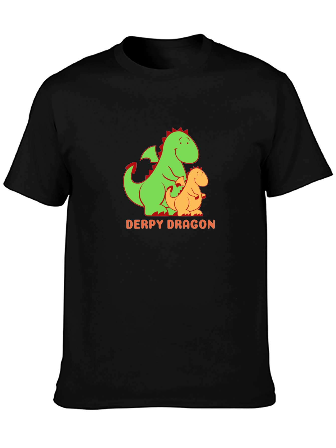 Black Derpy Dragon Graphic Tee - Black Cotton T-Shirt view 3