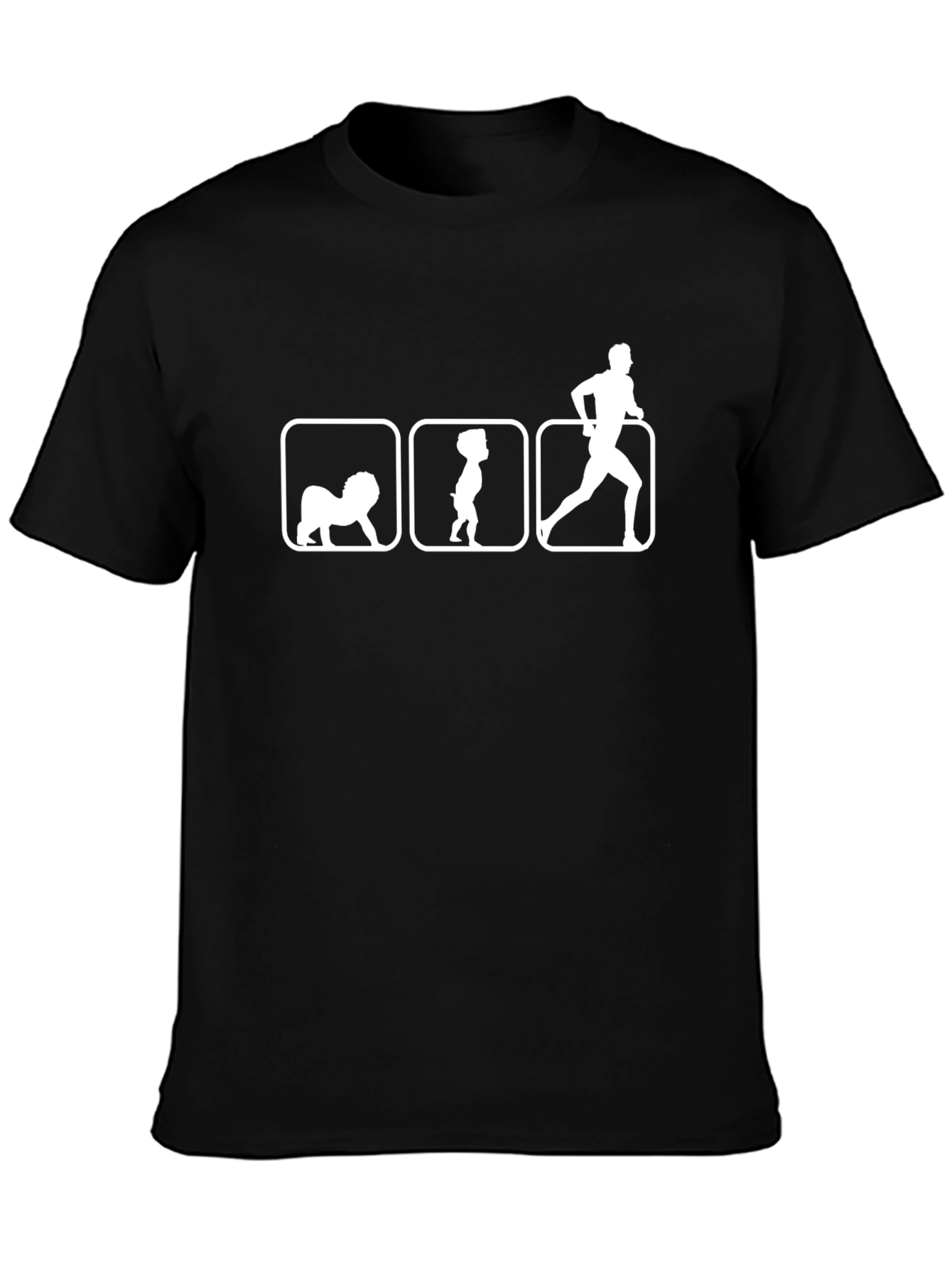 Black Humorous Running T-Shirt: Walk, Pee, Run! view 3