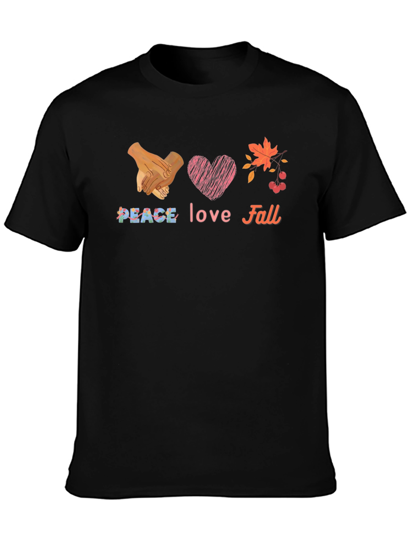 Black Peace Love Fall Graphic T-Shirt view 3