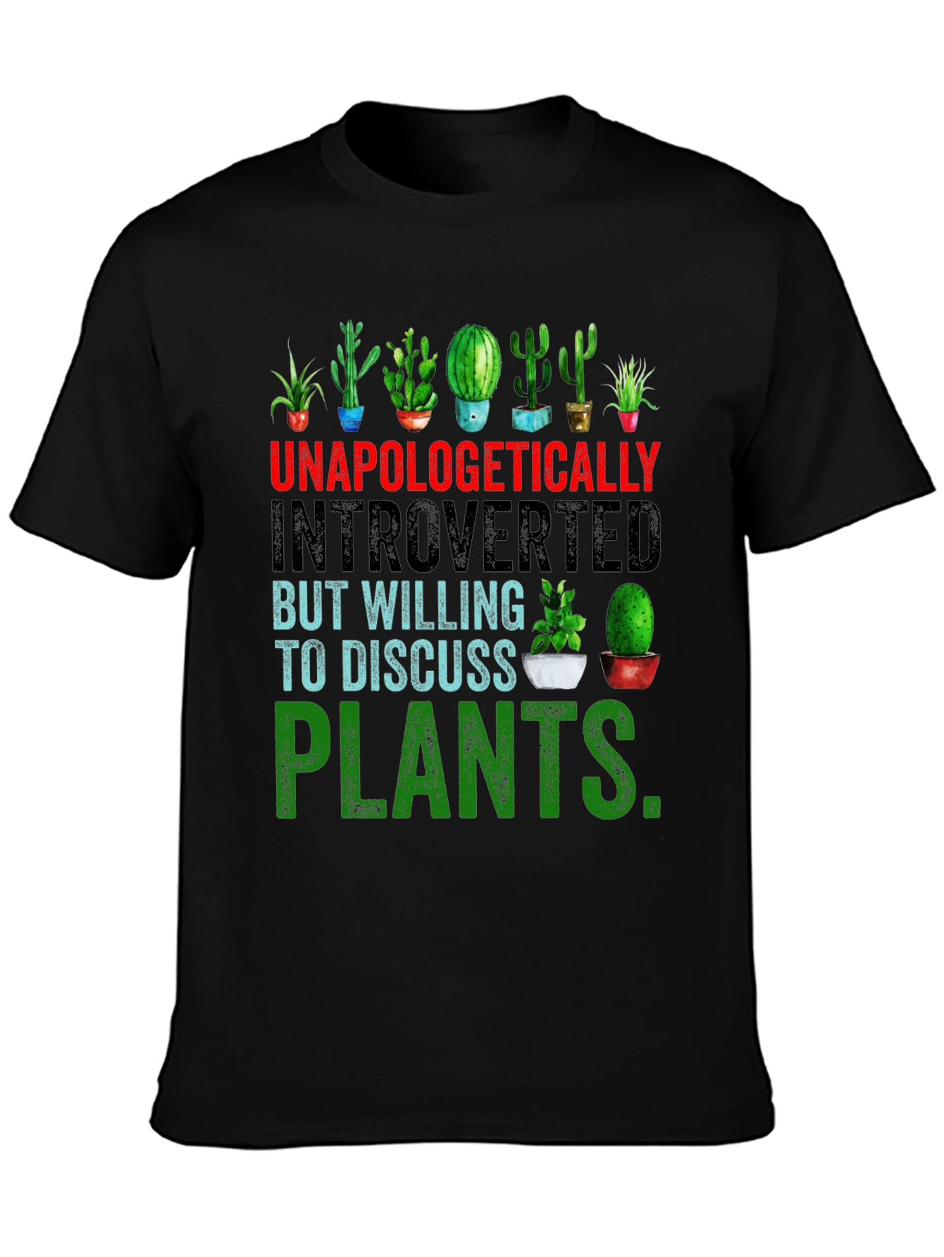 Black Introverted Plant Lover T-Shirt view 3