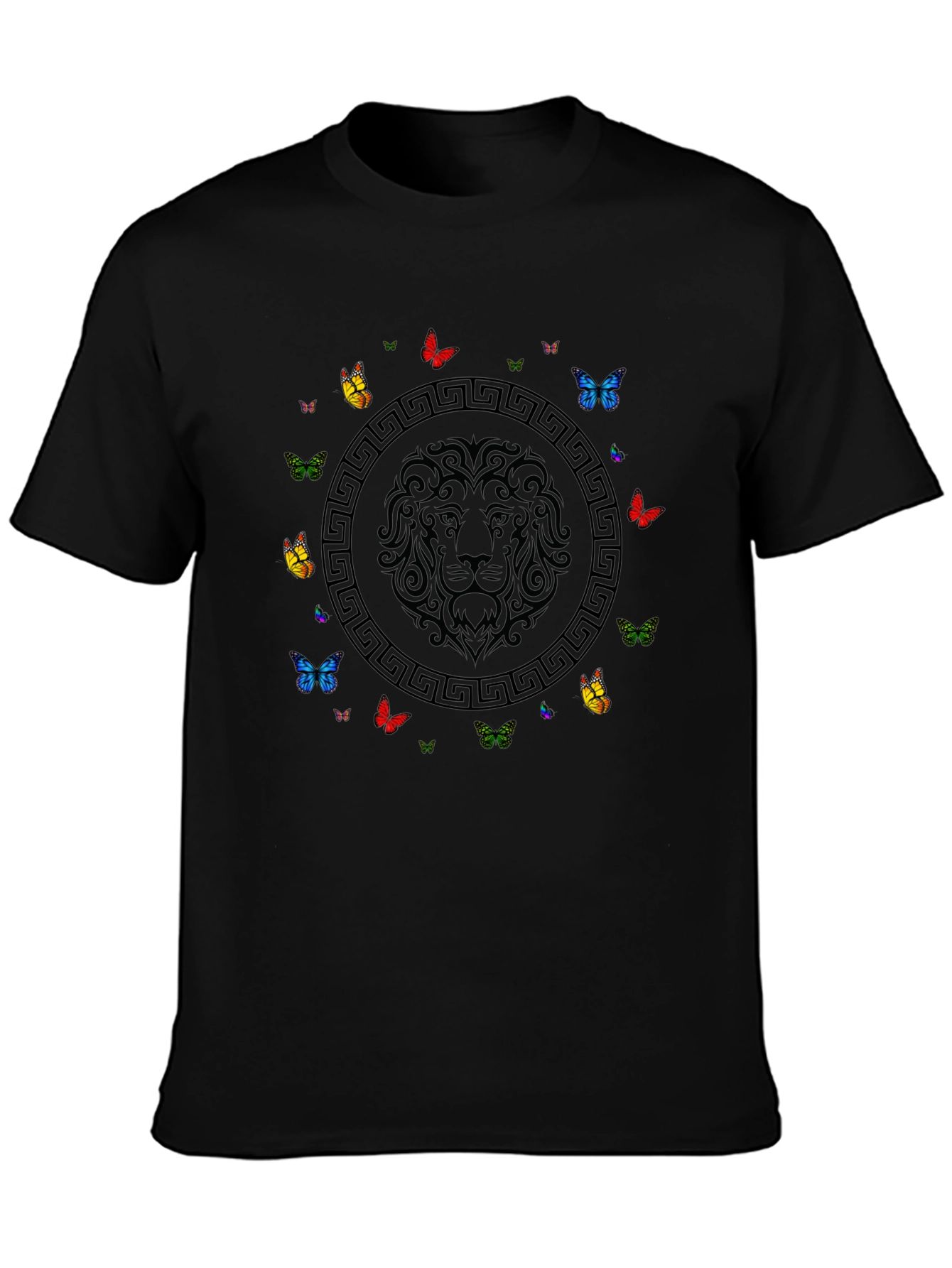 Black Lion & Butterfly Graphic Tee - Black view 3