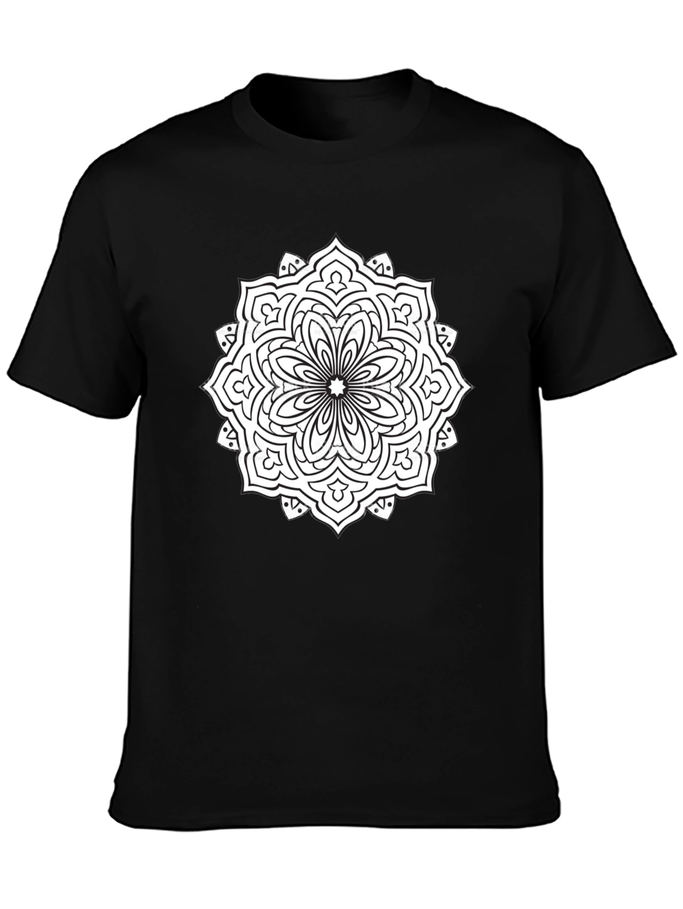 Black Mandala Graphic Tee - Black Cotton T-Shirt view 3