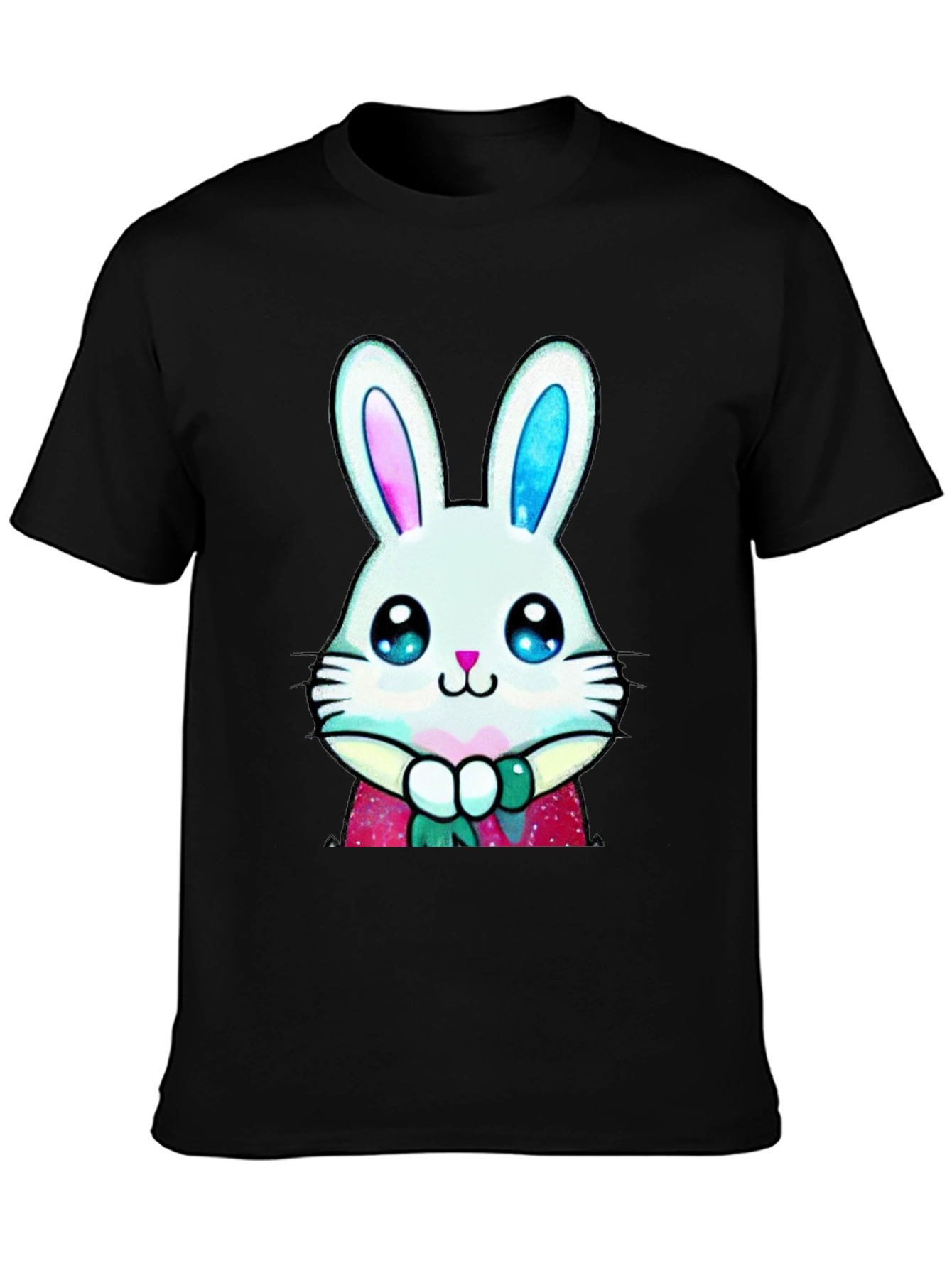Black Cute Bunny Graphic Tee - Easter Style view 3