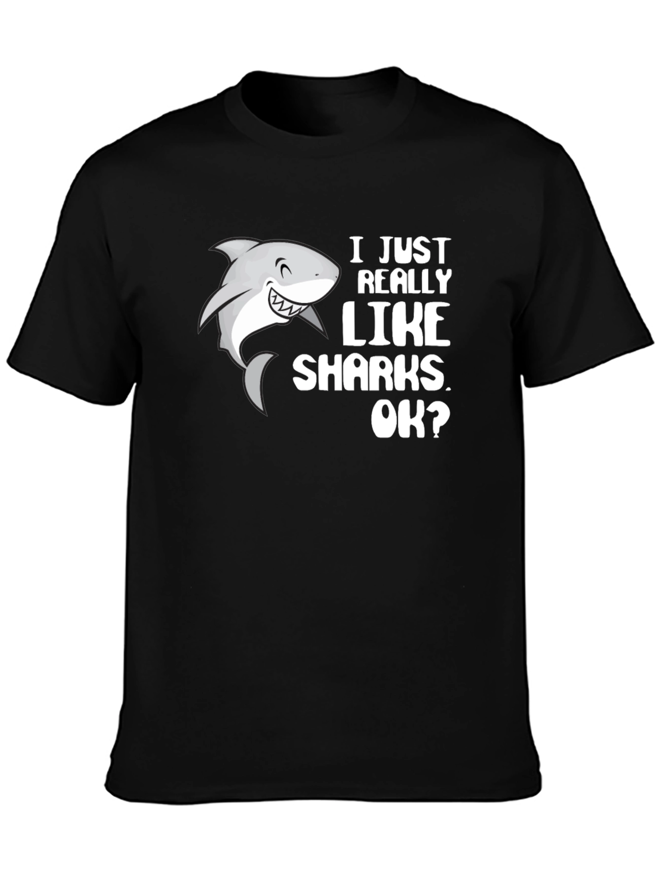 Black I Just Really Like Sharks T-Shirt - Black view 3