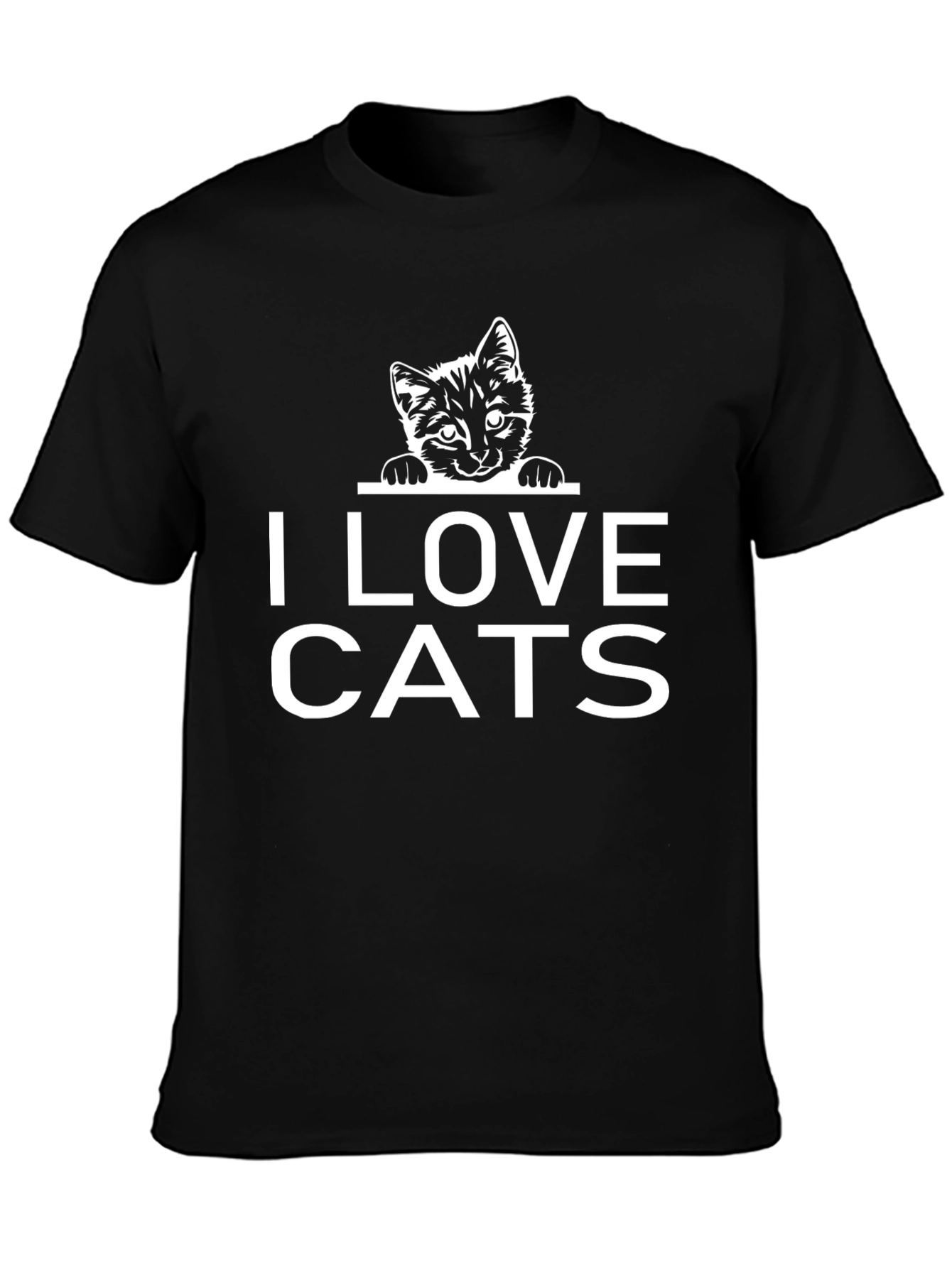 Black I Love Cats Graphic Tee - Black Cotton T-Shirt view 3