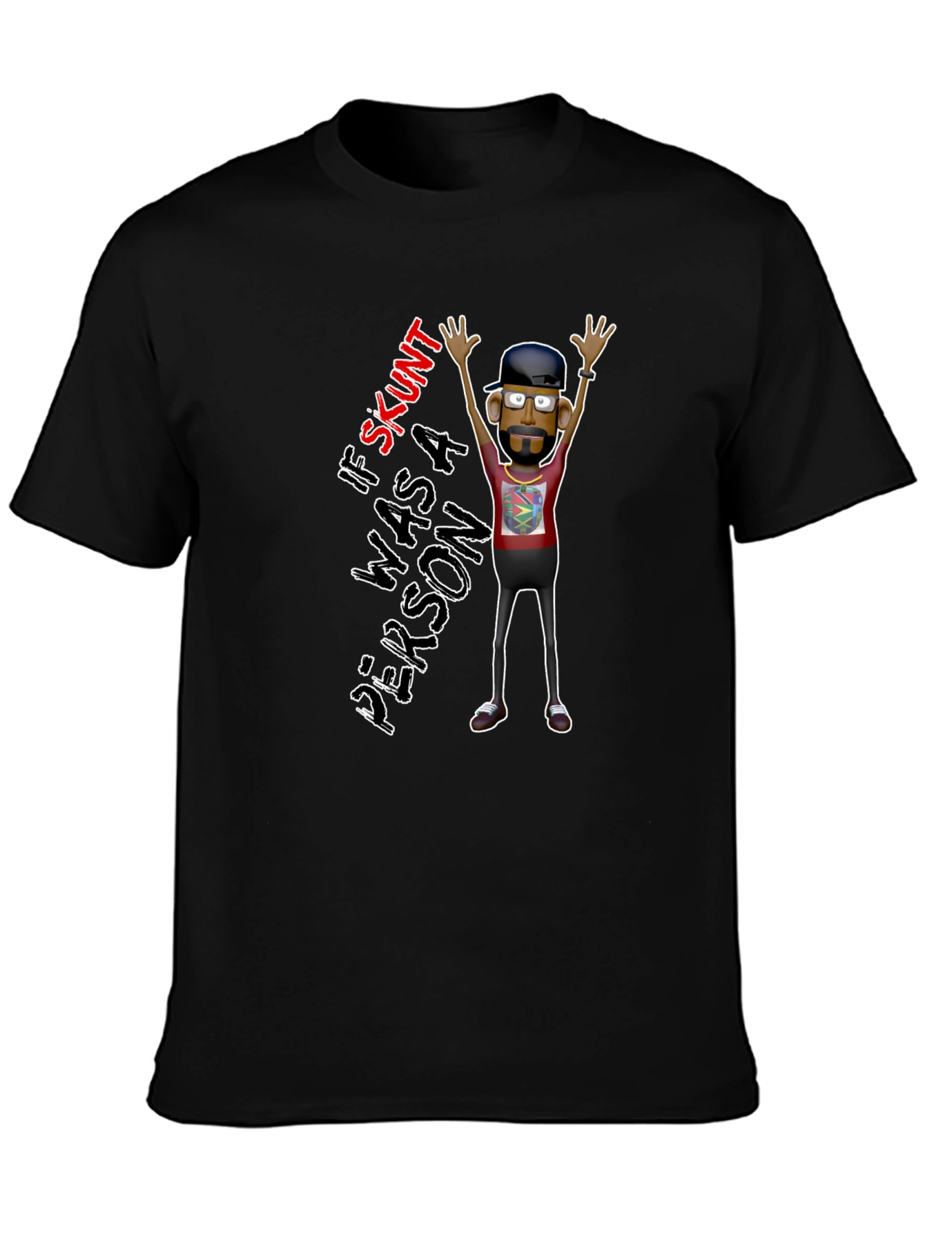 Black Skunt Person Graphic Tee - Funny Novelty Shirt view 3