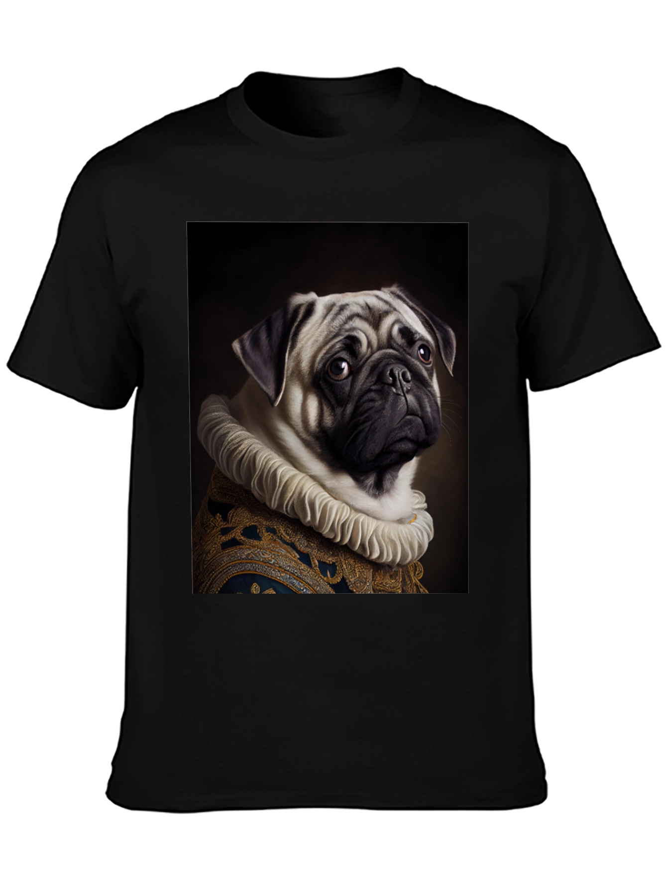 Black Regal Pug Graphic Tee - Black Cotton T-Shirt view 3