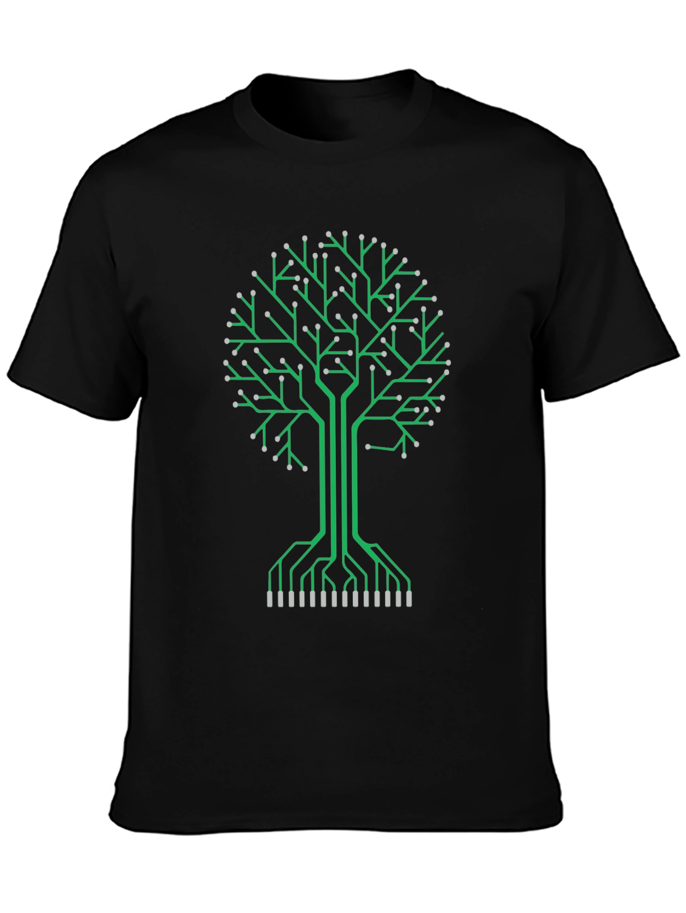Black Circuit Board Tree Graphic Tee - Tech Inspired Fashion view 3