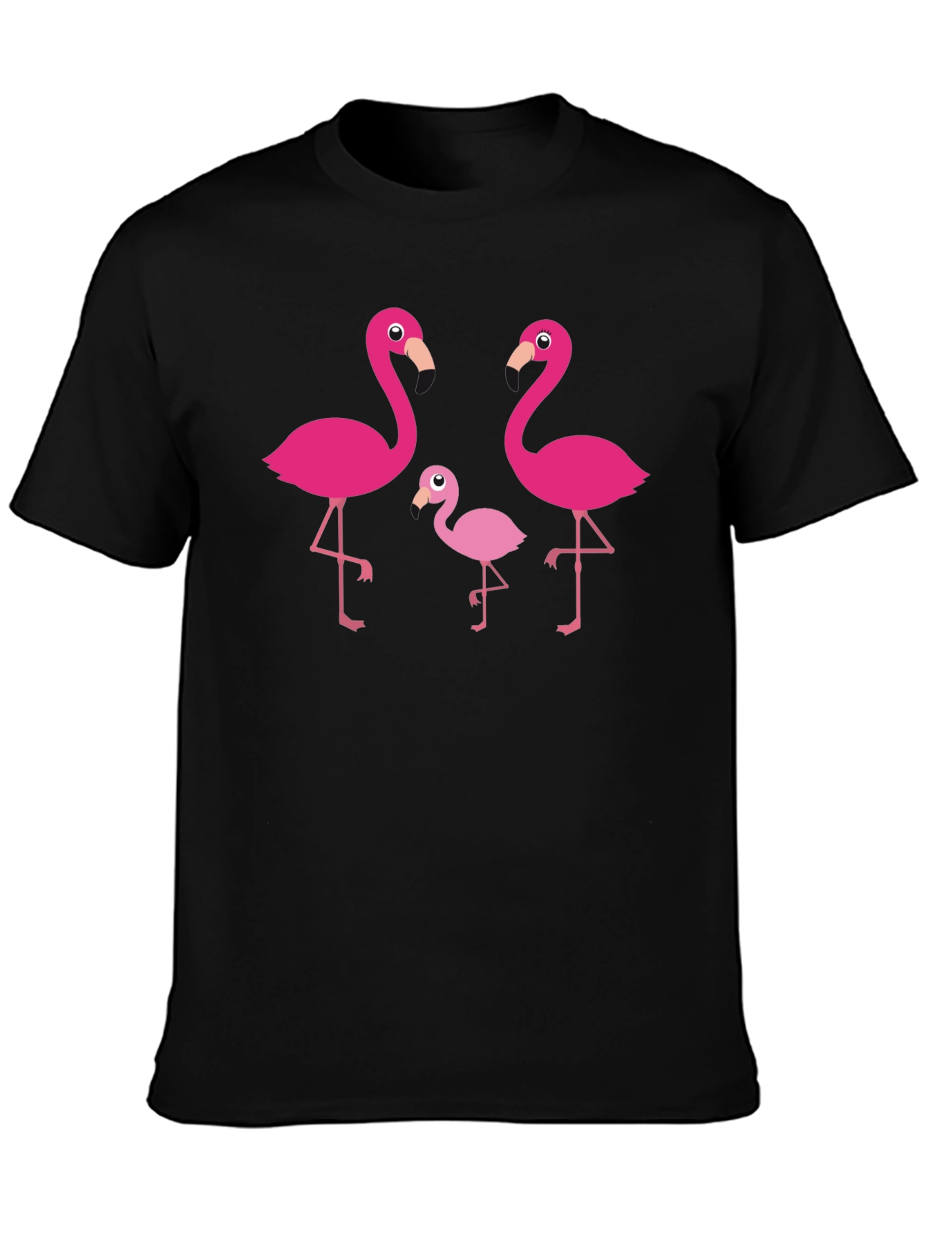 Black Flamingo Family Graphic Tee - Black Cotton T-Shirt view 3