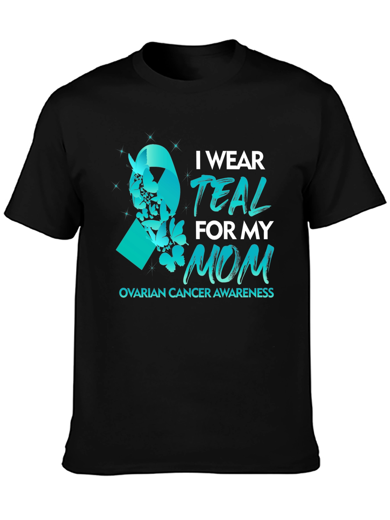 Teal Ribbon Ovarian Cancer Awareness T-Shirt - 3