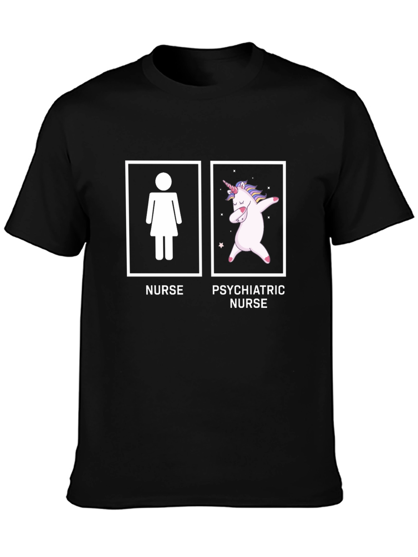 Black Funny Nurse vs Psychiatric Nurse T-Shirt view 3