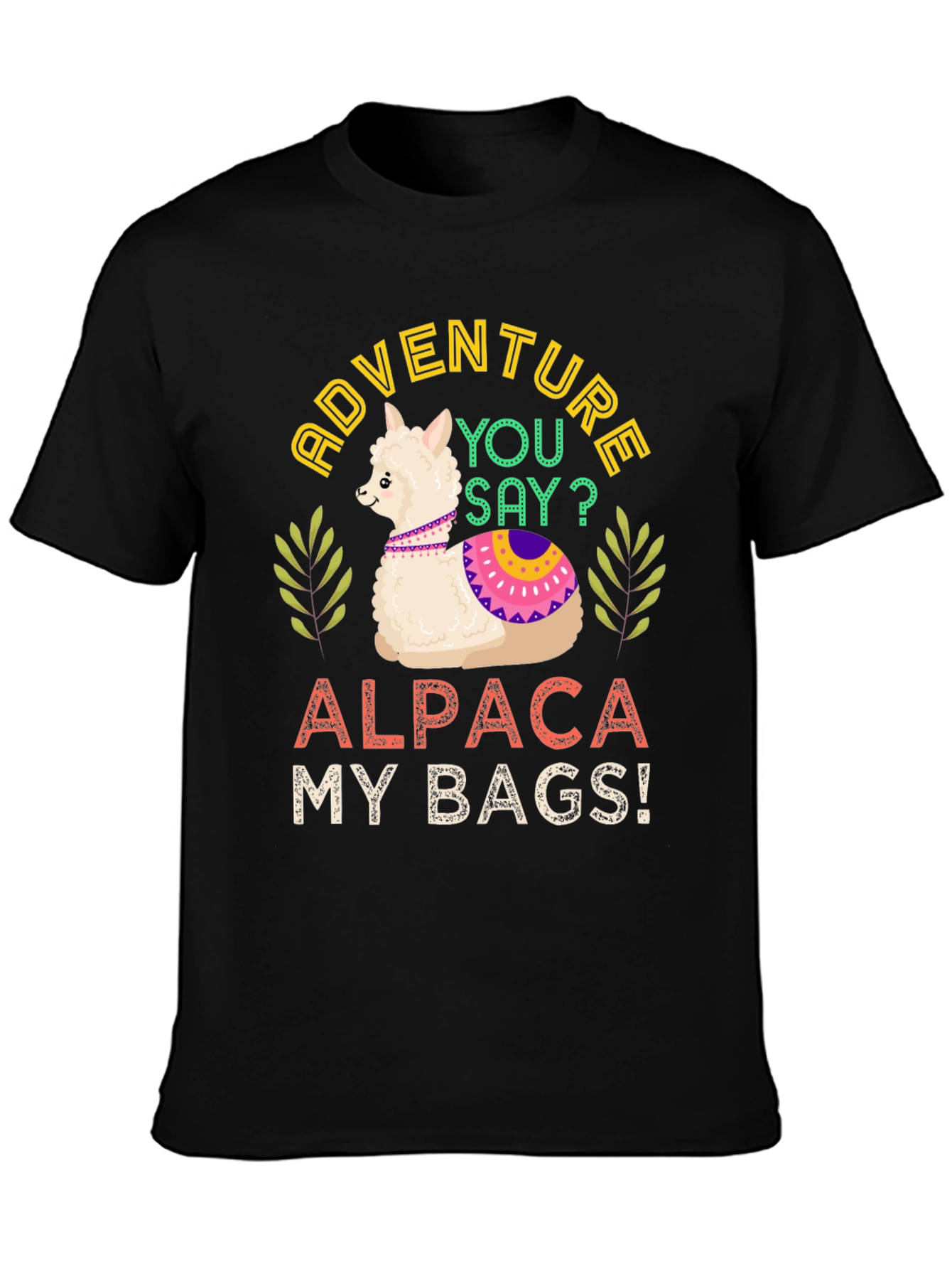 Black Adventure Alpaca My Bags! T-Shirt view 3
