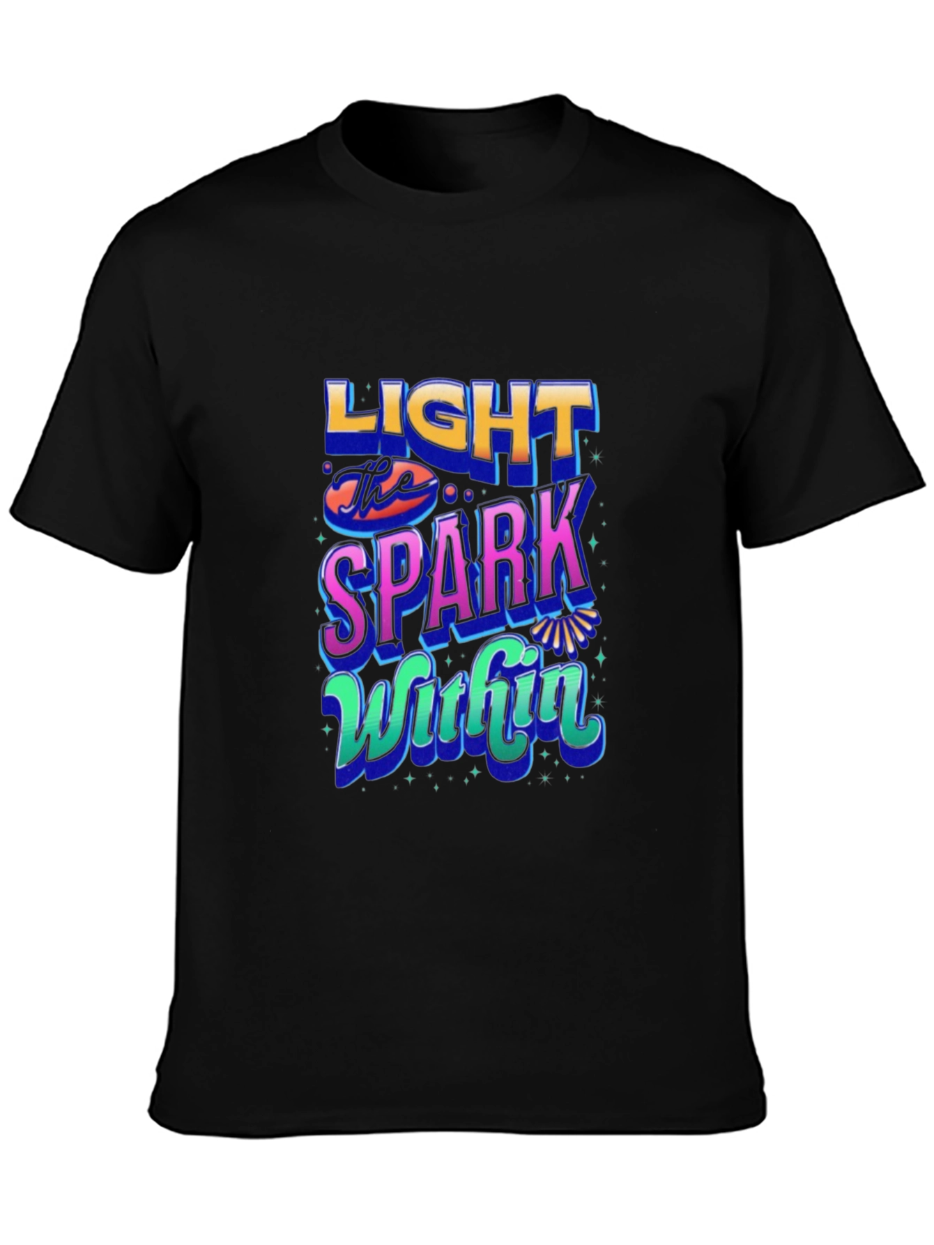 Black Light the Spark Within Graphic Tee - Black view 3