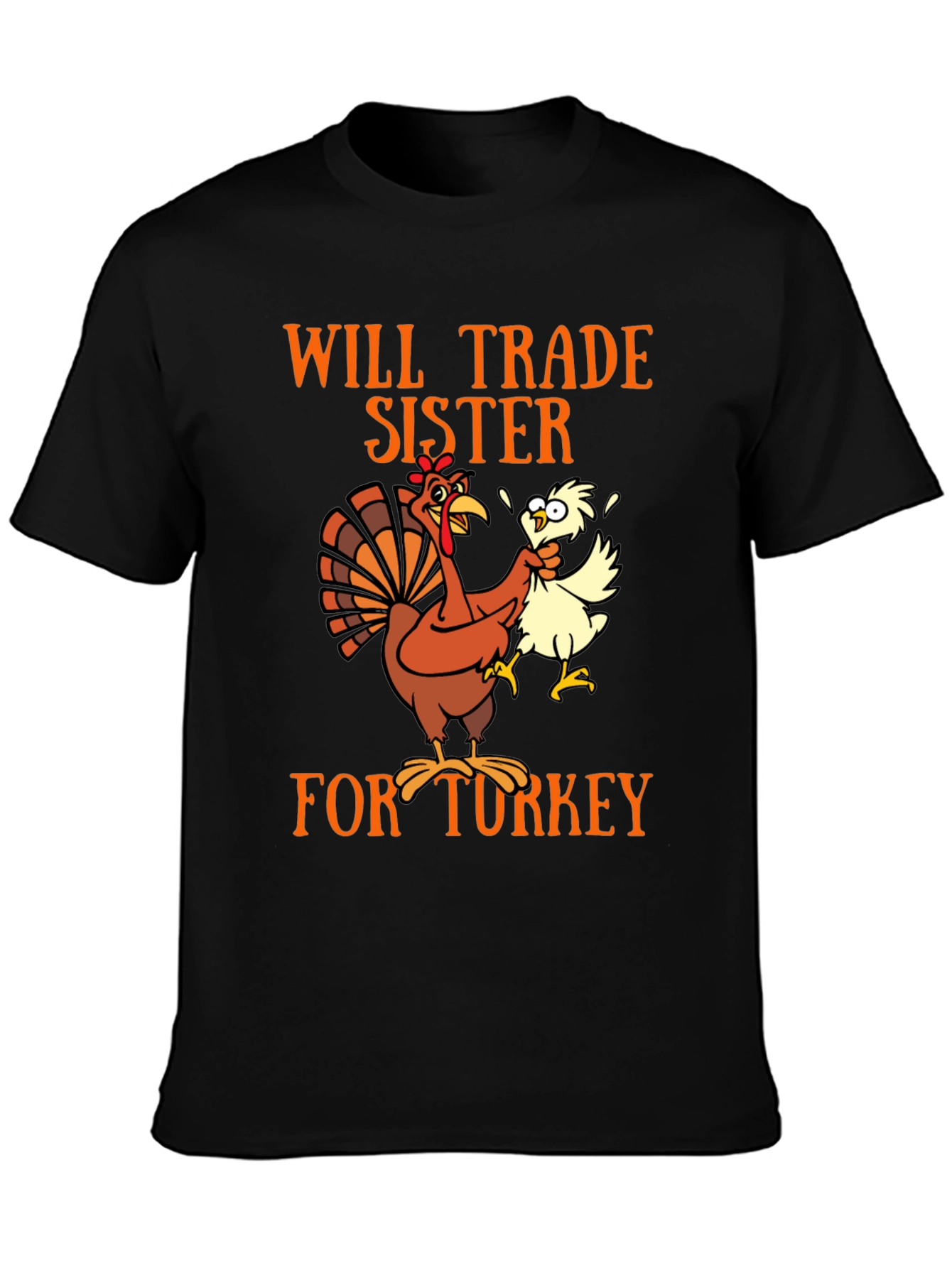 Black Funny Turkey Trade Thanksgiving T-Shirt view 3