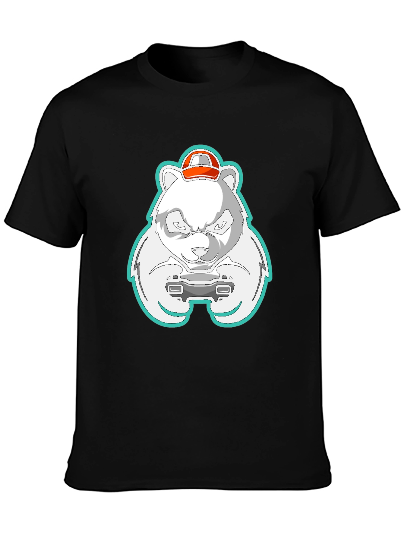 Black Gamer Panda T-Shirt - Cool Graphic Tee view 3