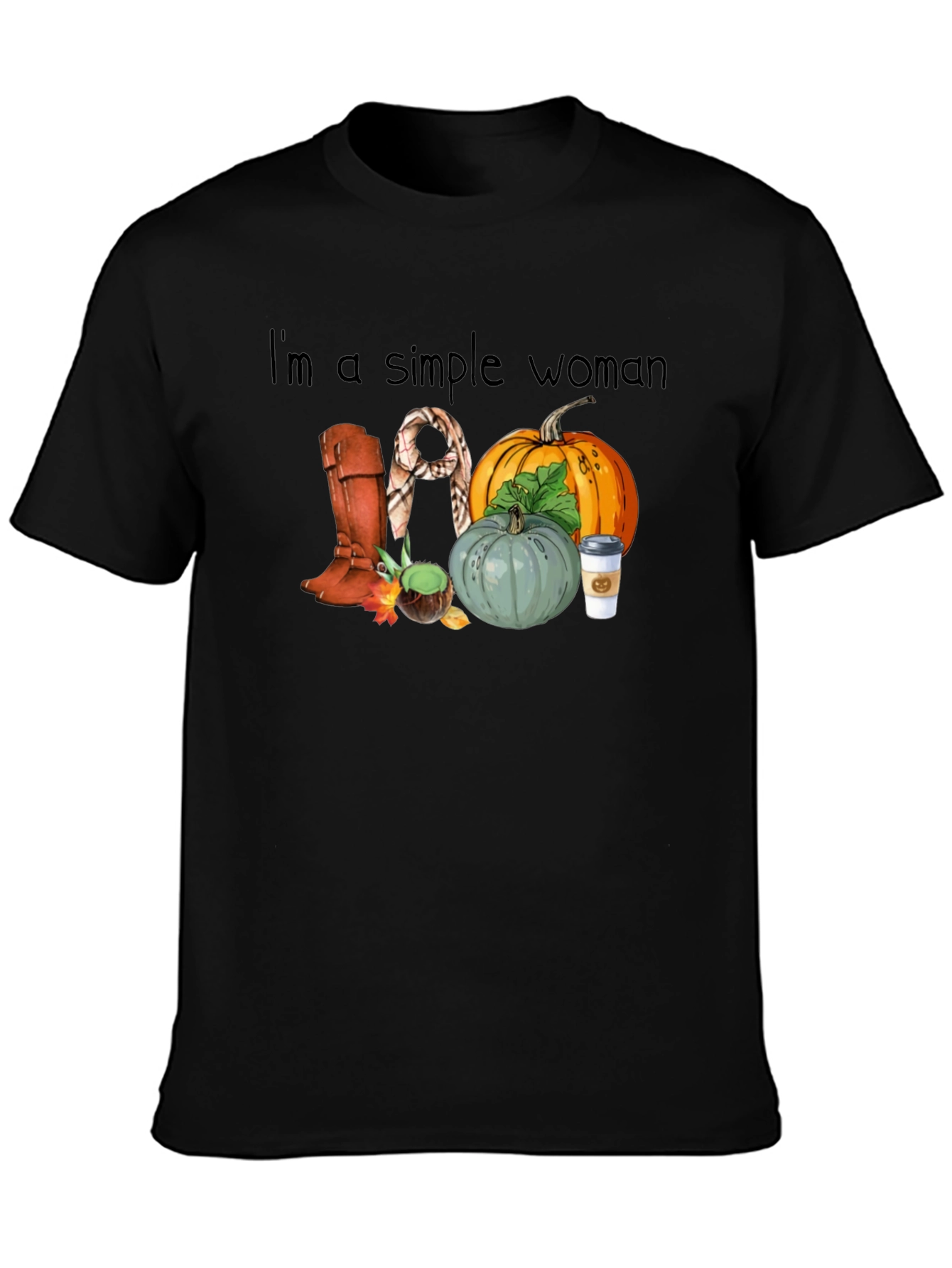 Black Simple Woman Fall T-Shirt view 3