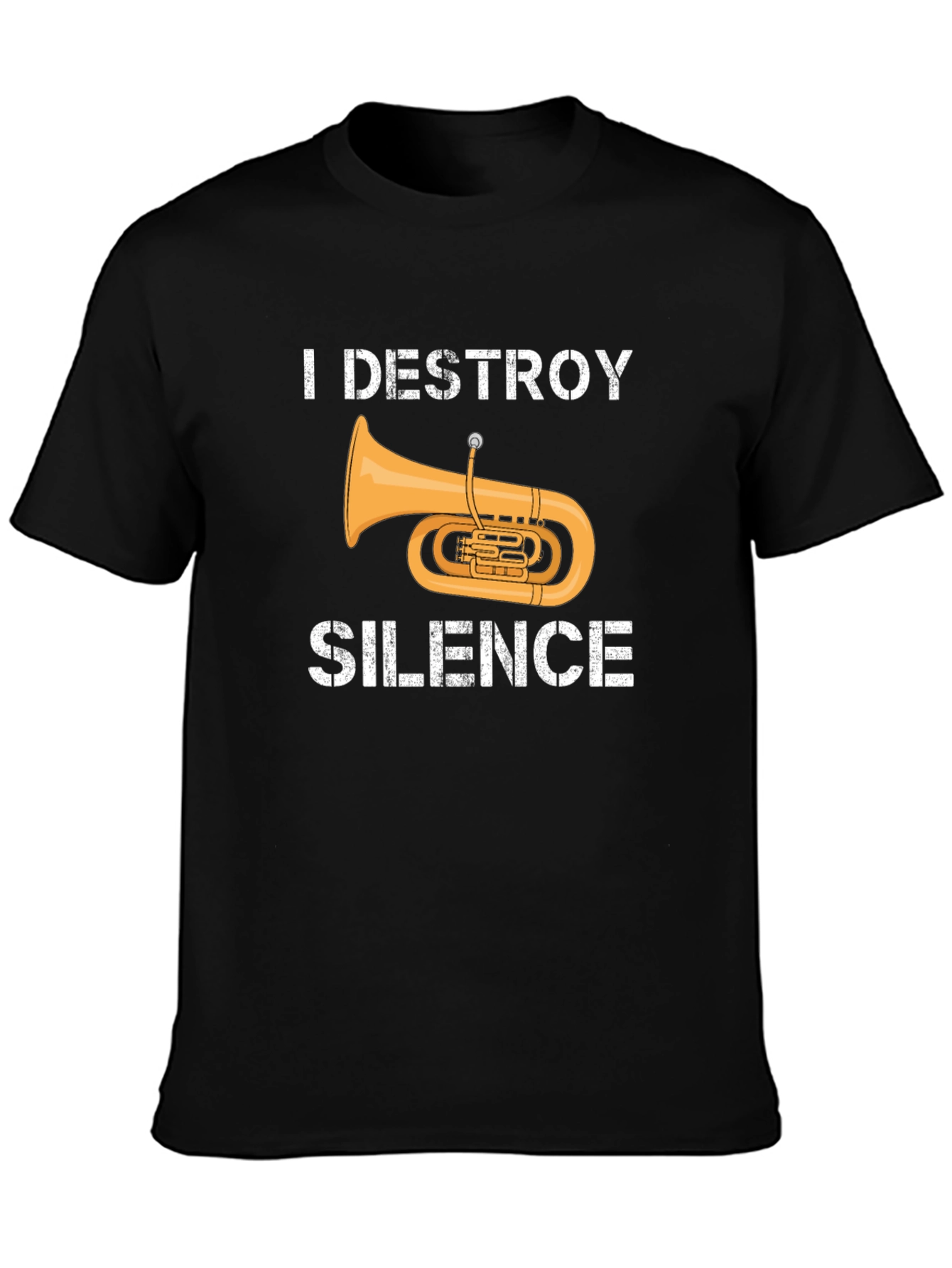 Black I Destroy Silence Tuba Graphic Tee view 3