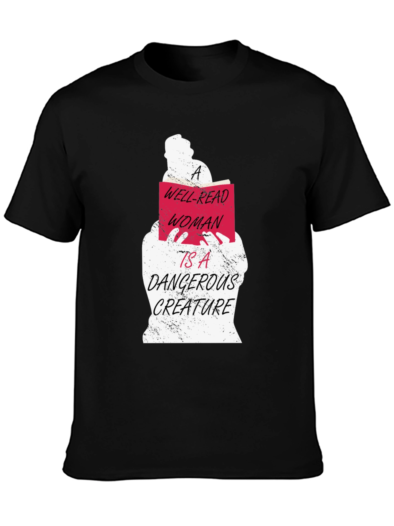 Black Well-Read Woman Graphic Tee - Book Lover's T-Shirt view 3