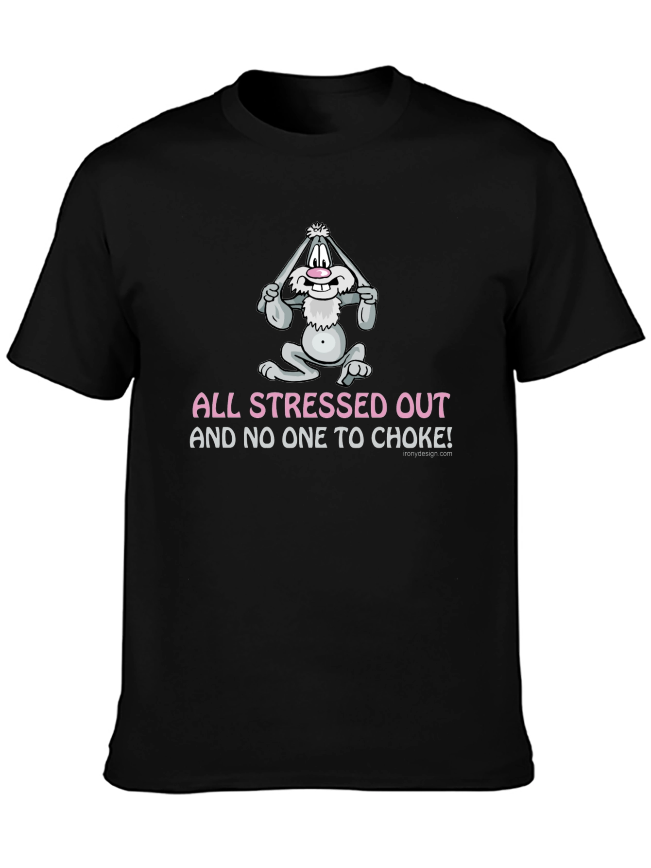 Black Stressed Out Bunny Graphic T-Shirt - Funny Novelty Tee view 3