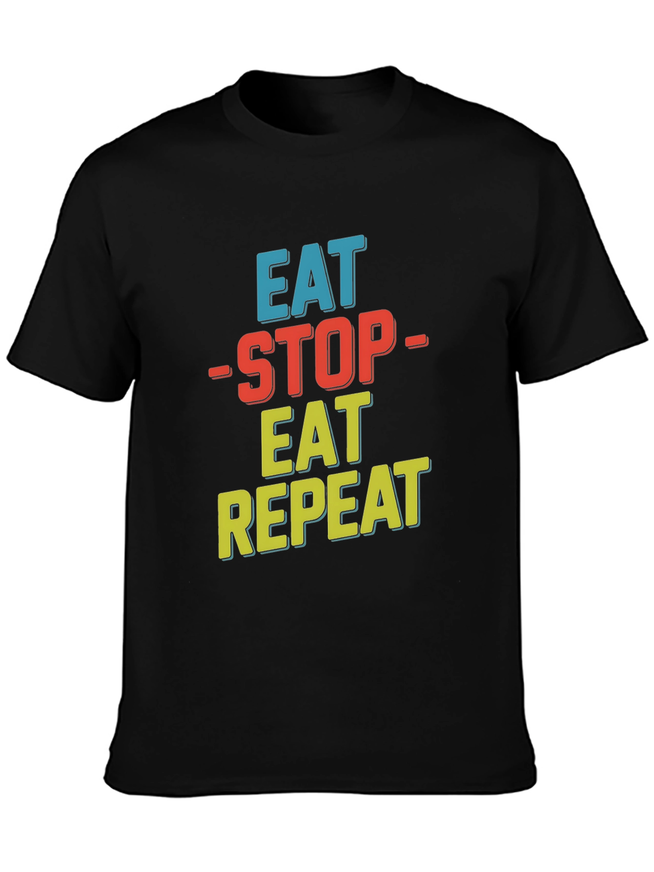 Black Eat Stop Eat Repeat Graphic Tee view 3