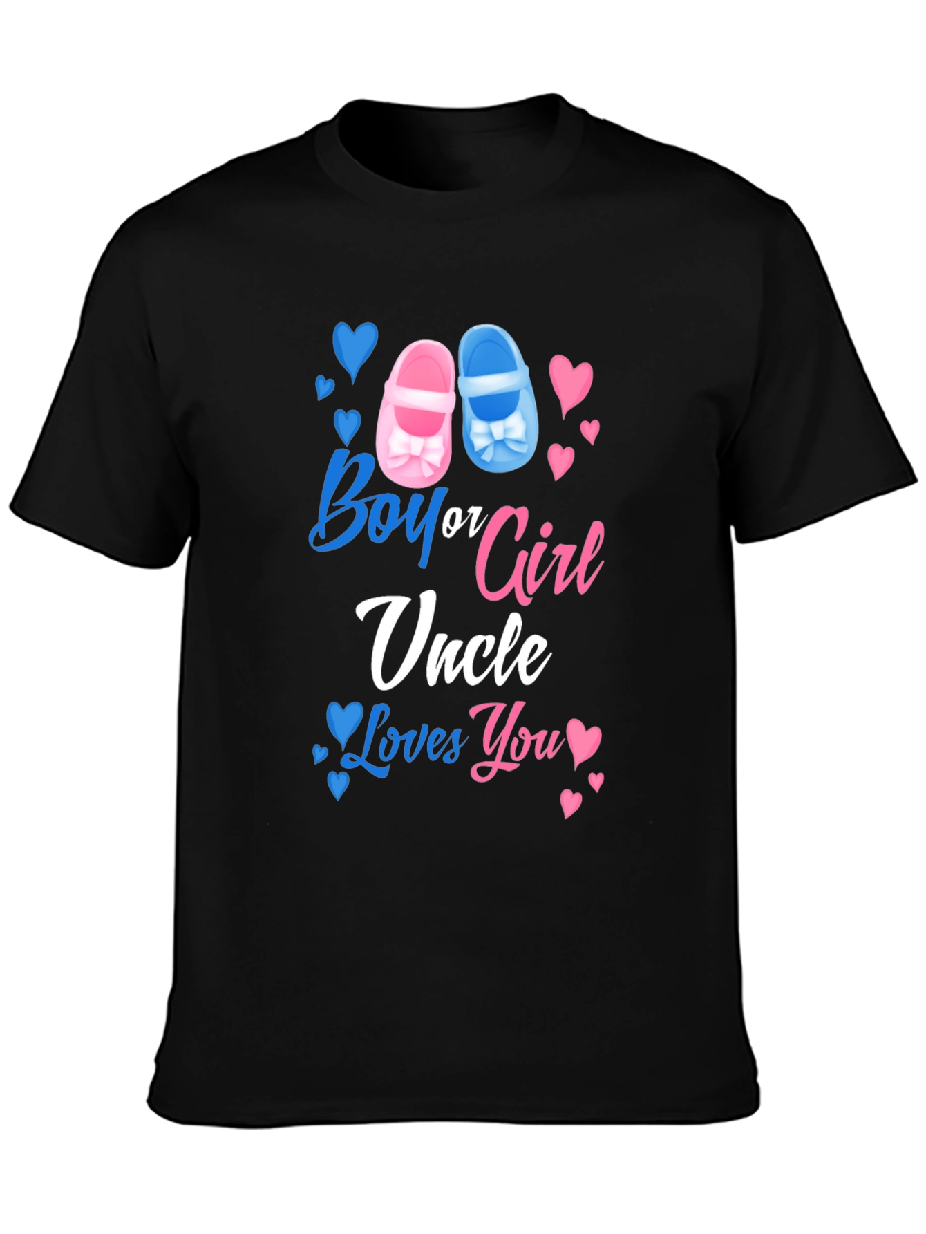 Black Boy or Girl Uncle Loves You Gender Reveal T-Shirt view 3