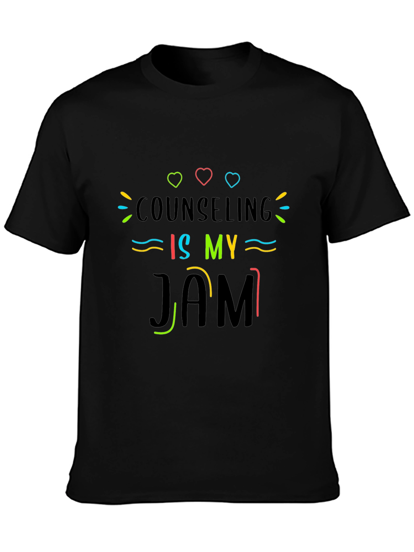 Black Counseling Is My Jam T-Shirt - Black Cotton Tee view 3