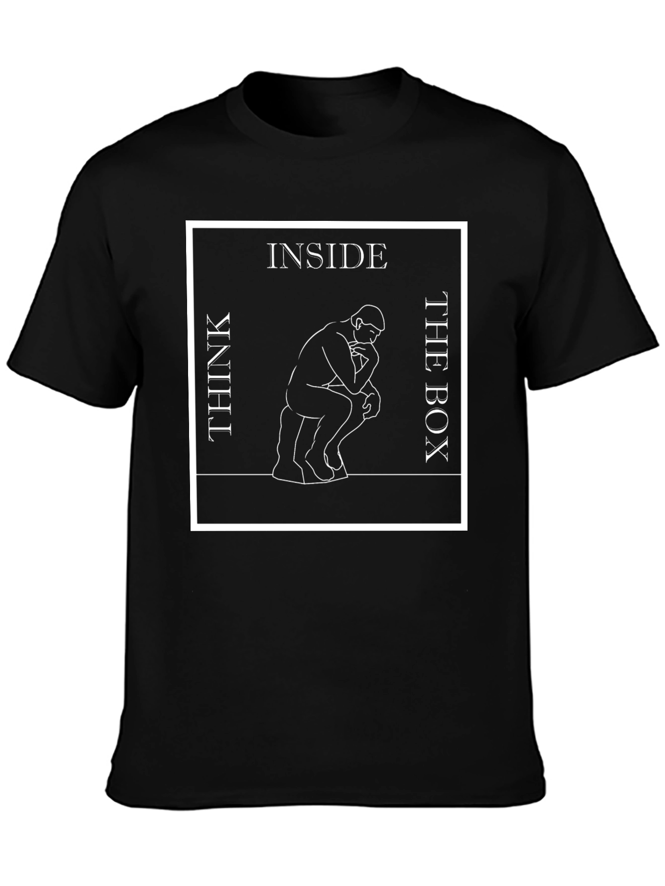 Black Think Inside the Box Graphic T-Shirt - Stylish Philosophy Tee view 3