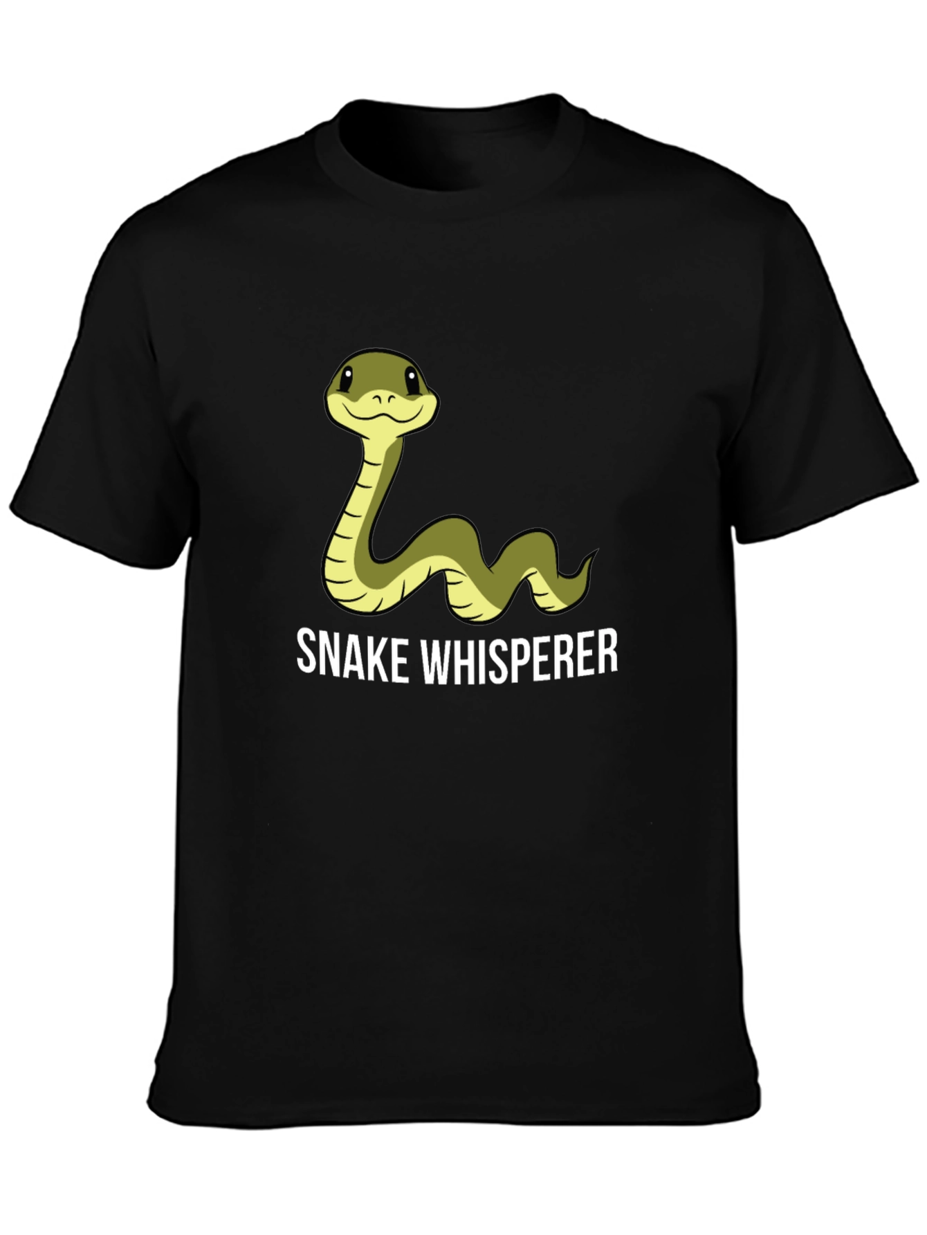 Black Snake Whisperer Tee - Cartoon Snake Black T-Shirt view 3