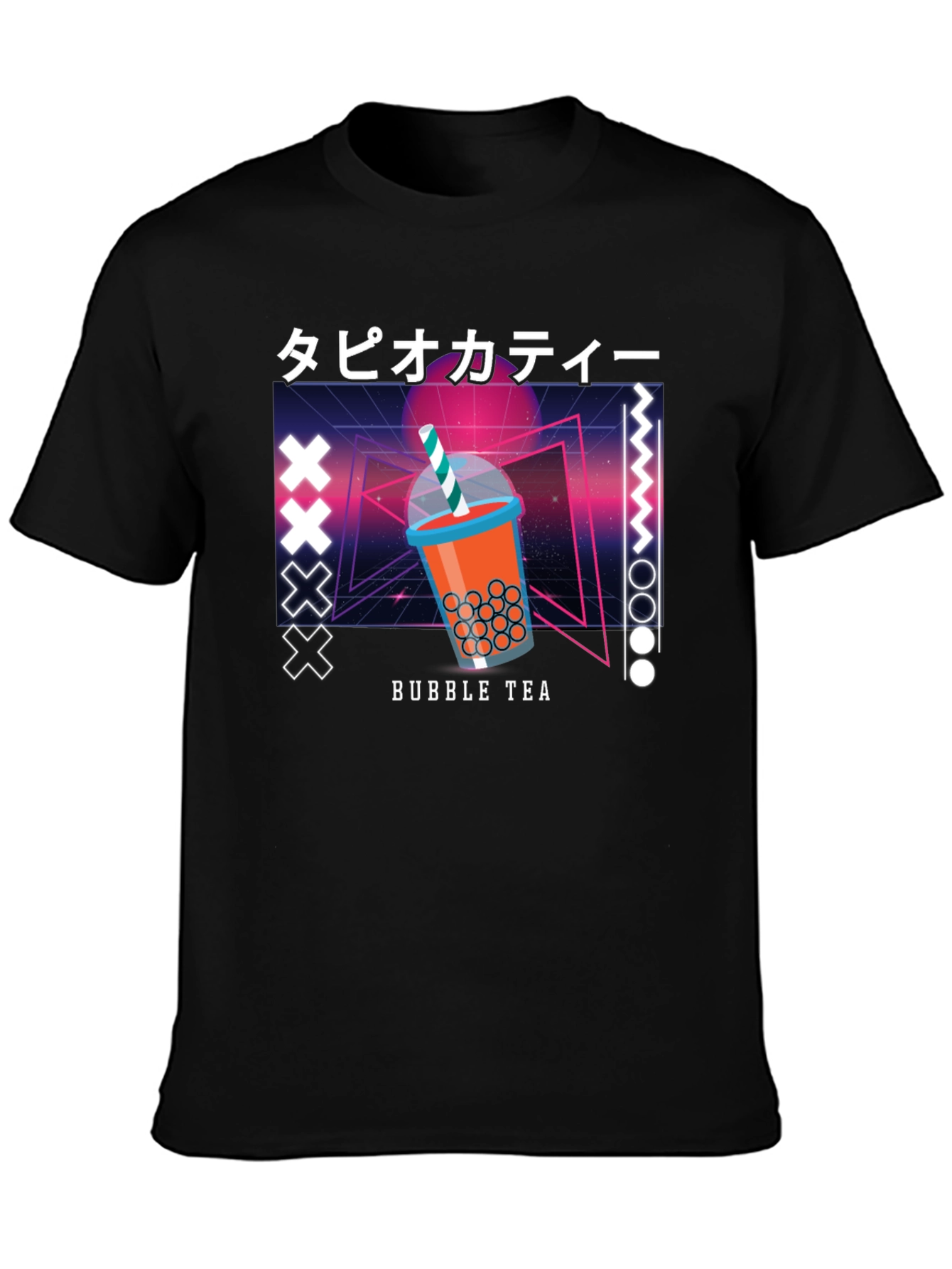 Black Bubble Tea Graphic Tee - Retro Design view 3