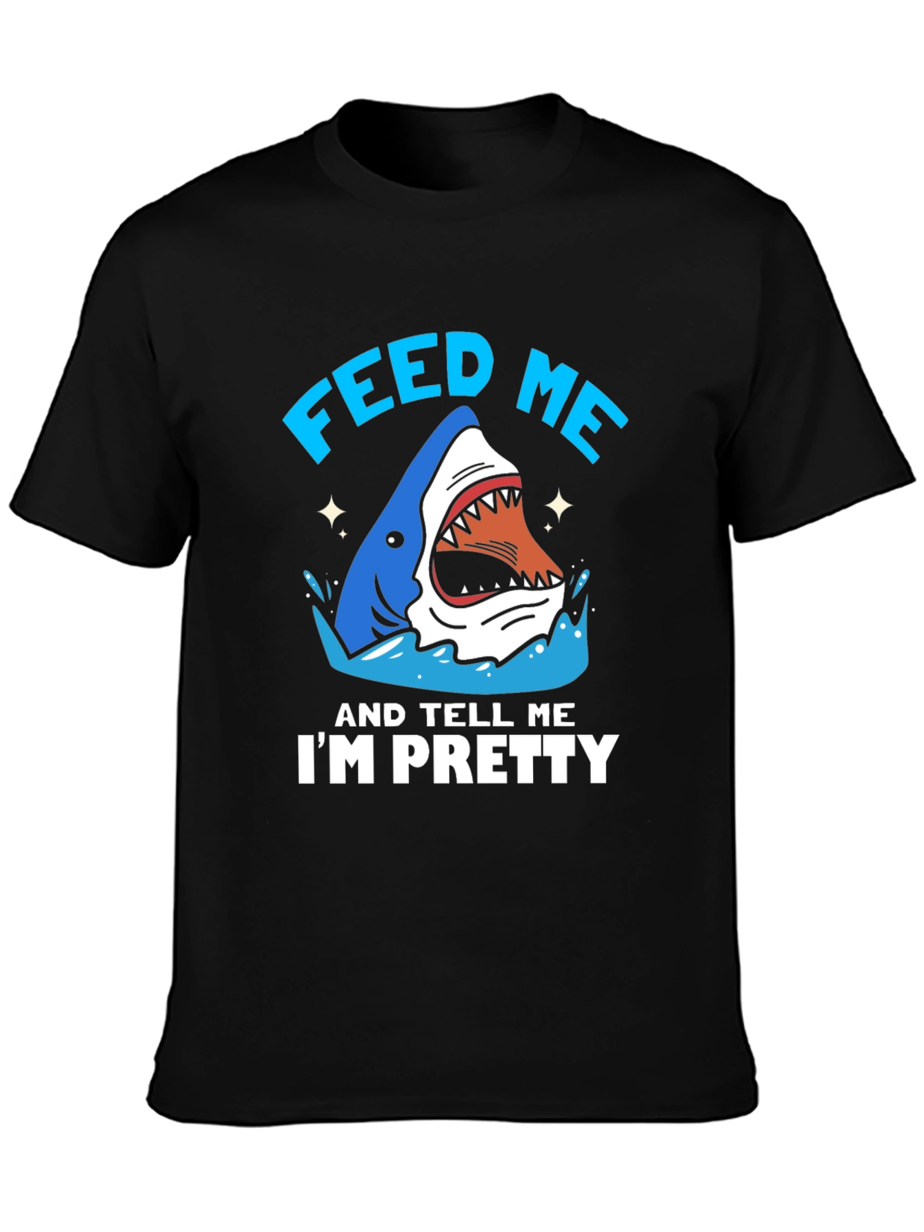 Black Feed Me Shark T-Shirt - Funny Ocean Lover Tee view 3