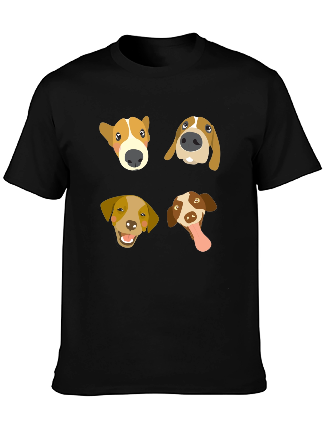 Black Dog Faces Black T-Shirt view 3
