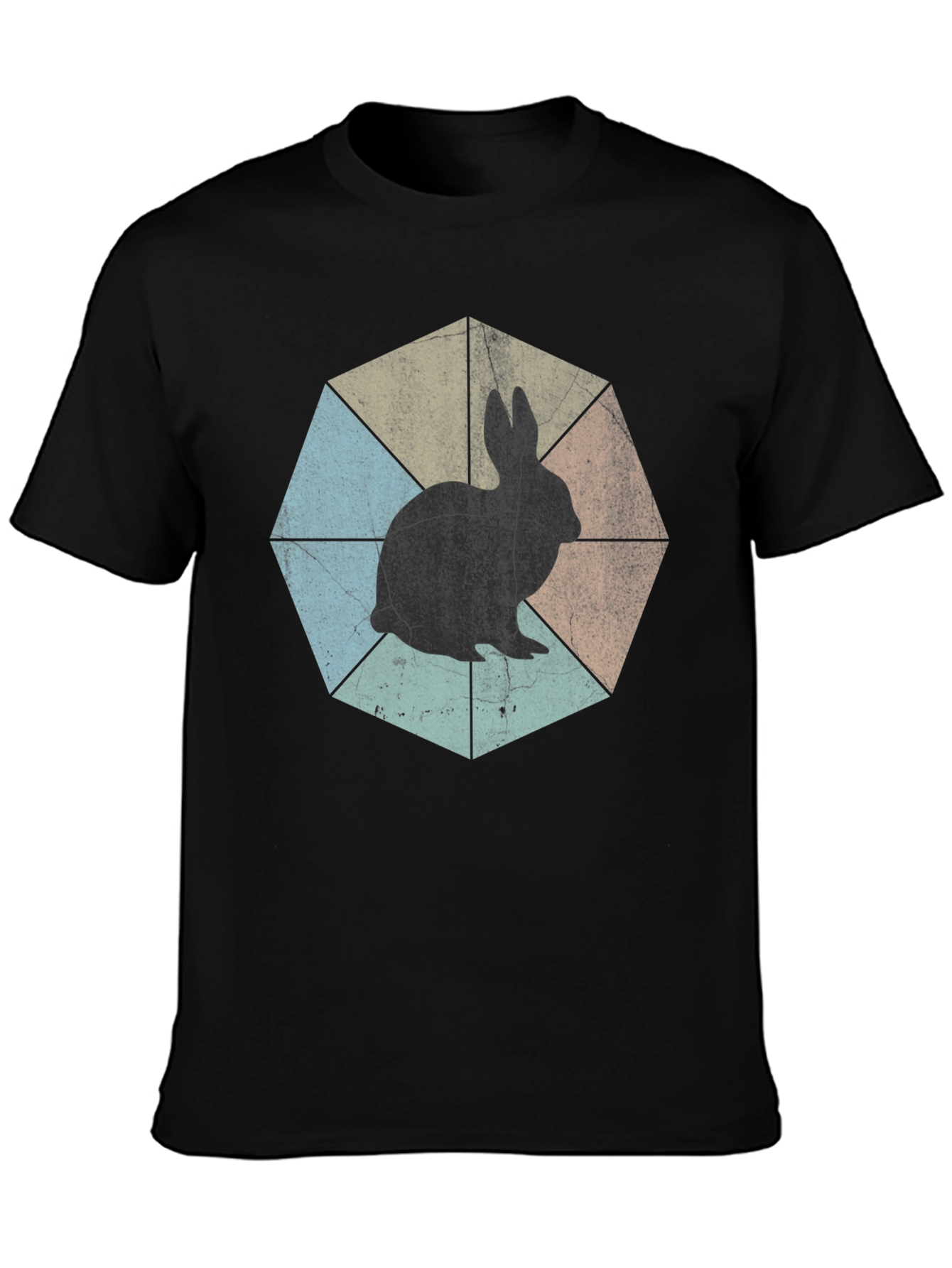 Retro Rabbit Graphic Tee - Unisex Black T-Shirt - 3
