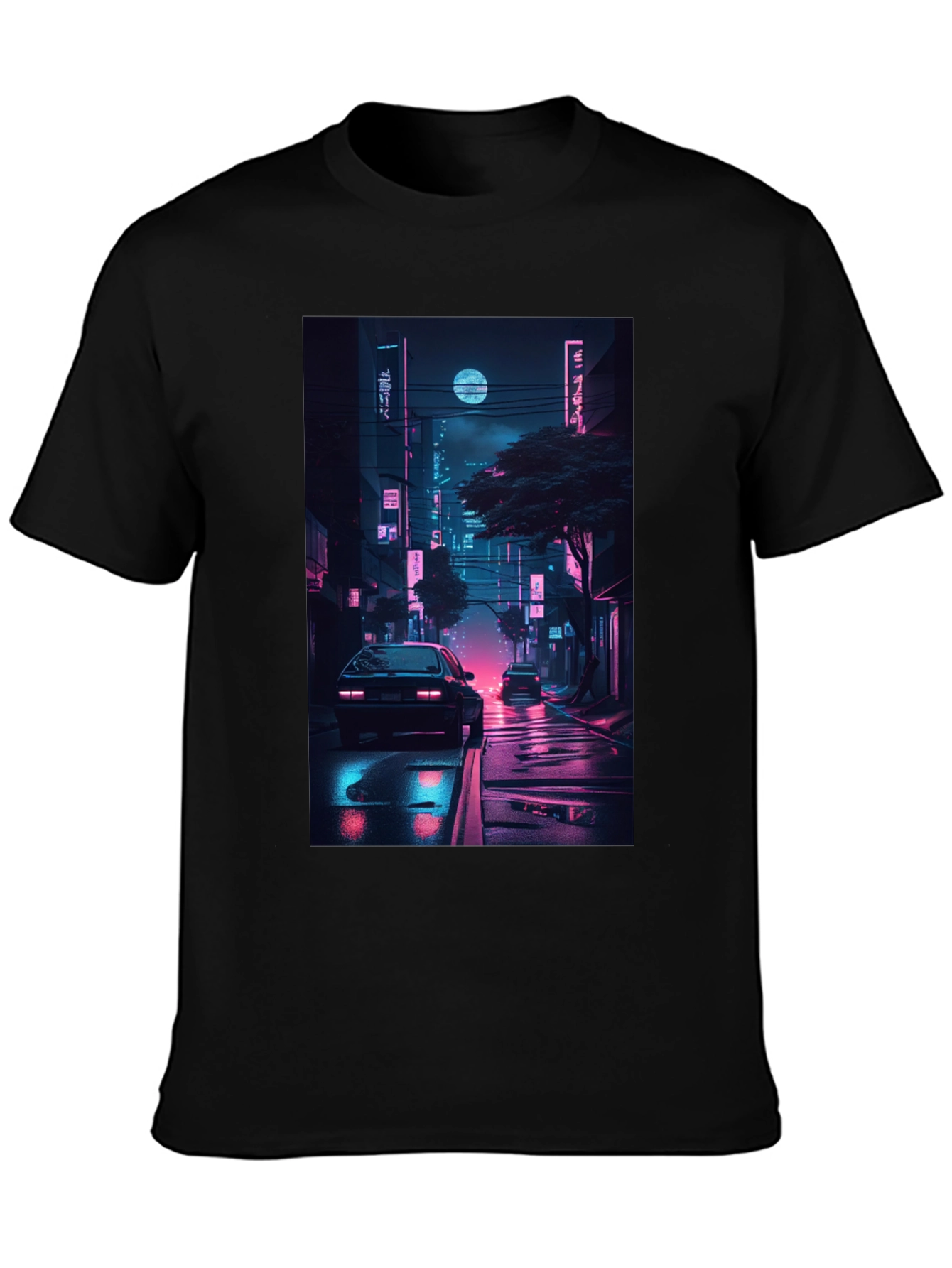 Black Neon Cityscape Graphic Tee view 3