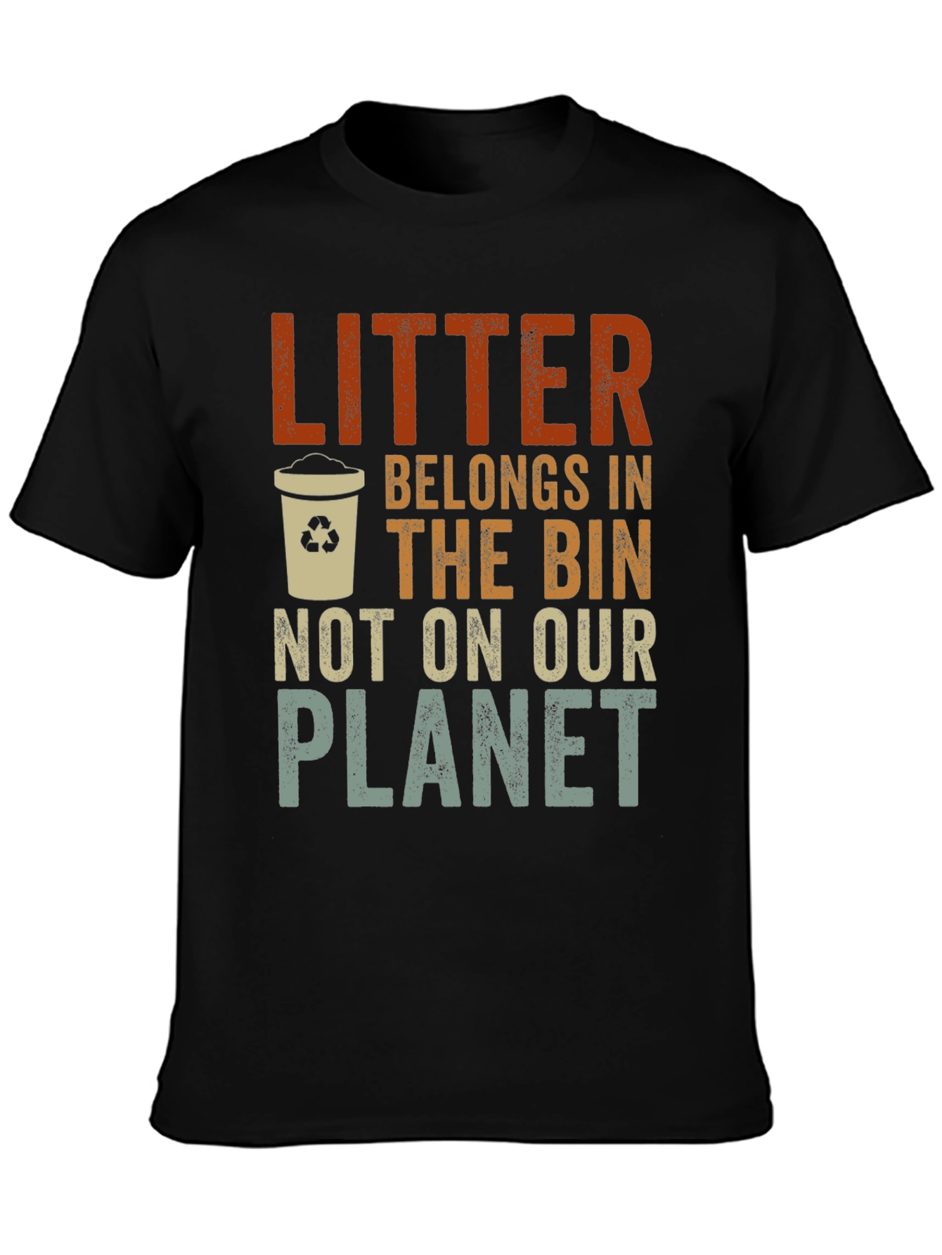 Black Litter Belongs In The Bin Graphic T-Shirt view 3