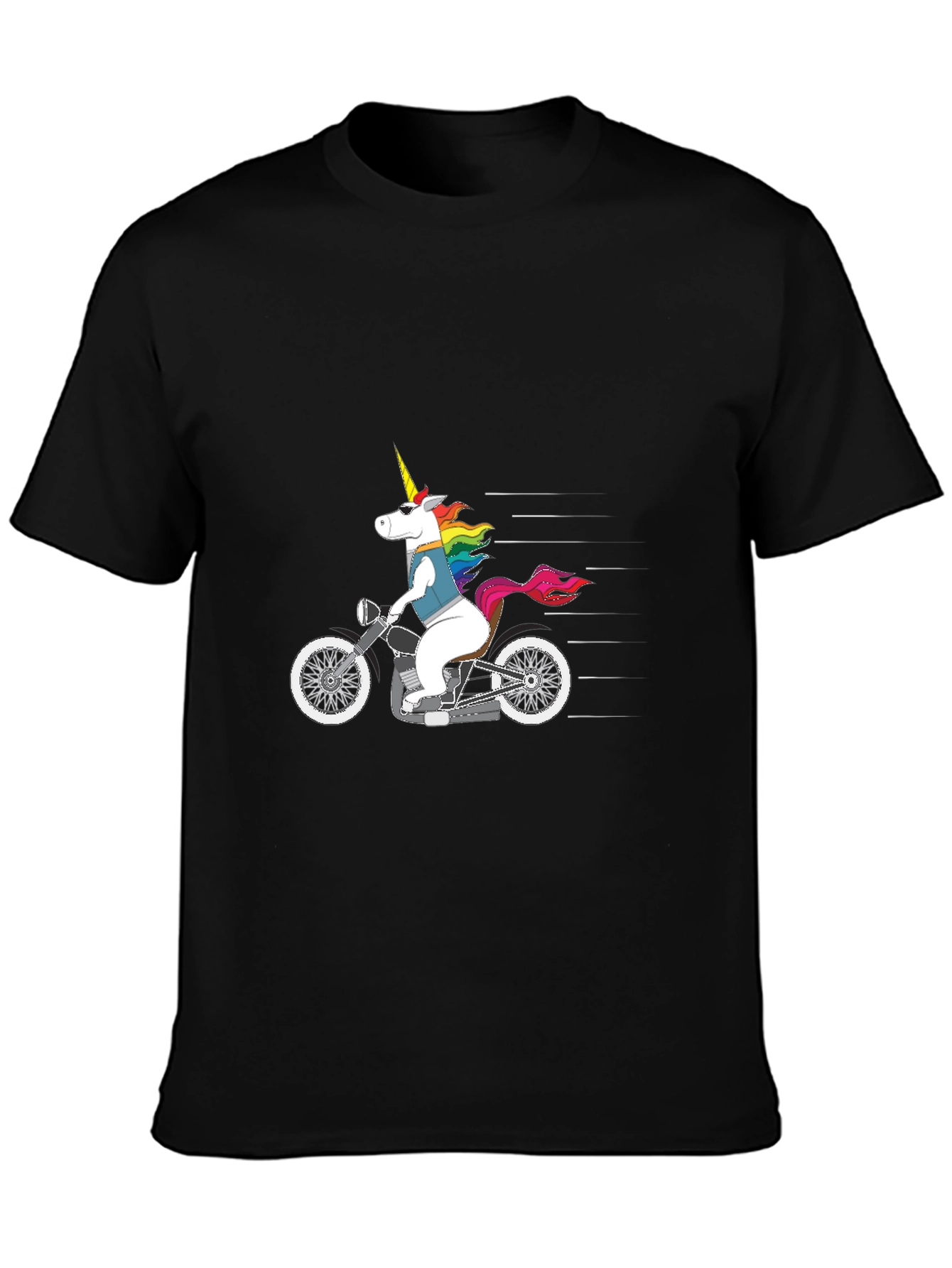 Black Unicorn Motorcycle T-Shirt - Black Graphic Tee view 3