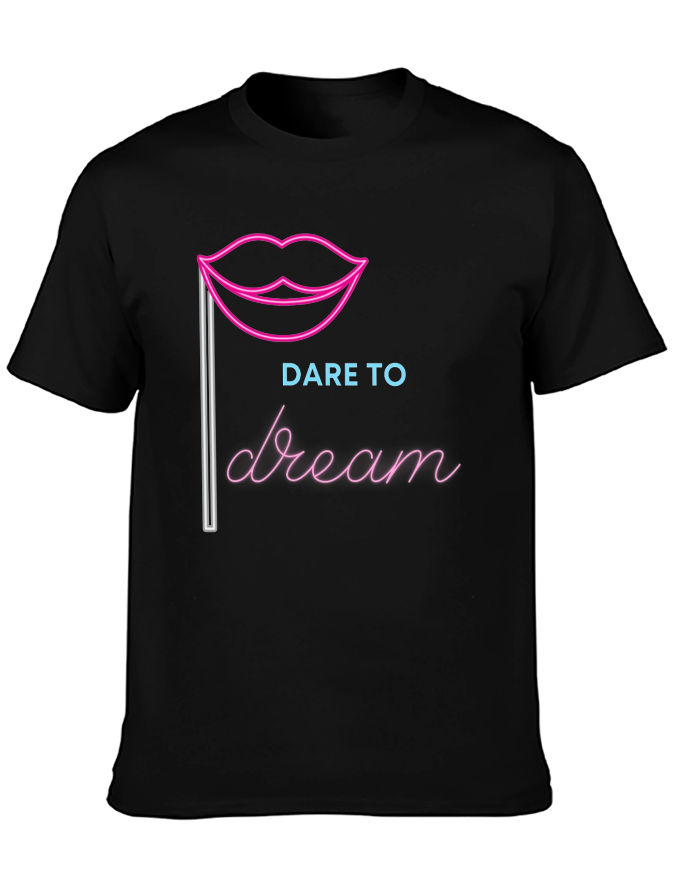 Black Dare to Dream Graphic Tee - Neon Lips Design view 3