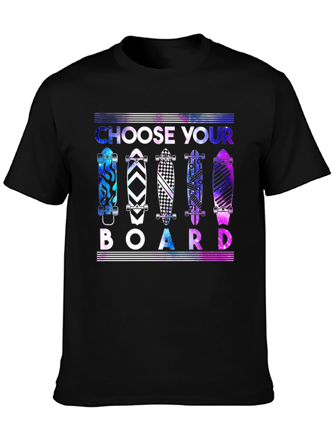 Black Choose Your Board T-Shirt - Skateboard Design view 3