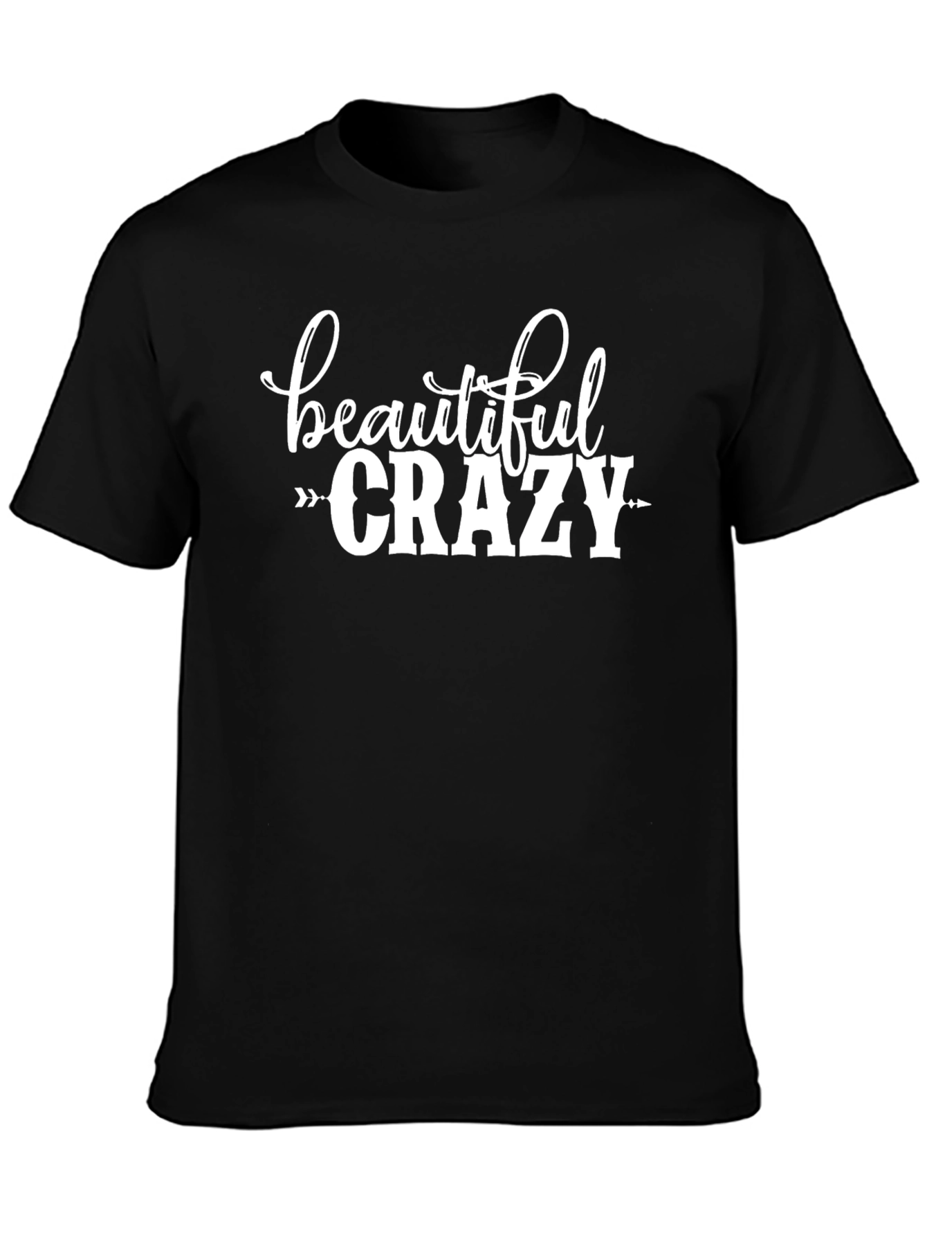 Black Beautiful Crazy Graphic Tee - Black T-Shirt view 3
