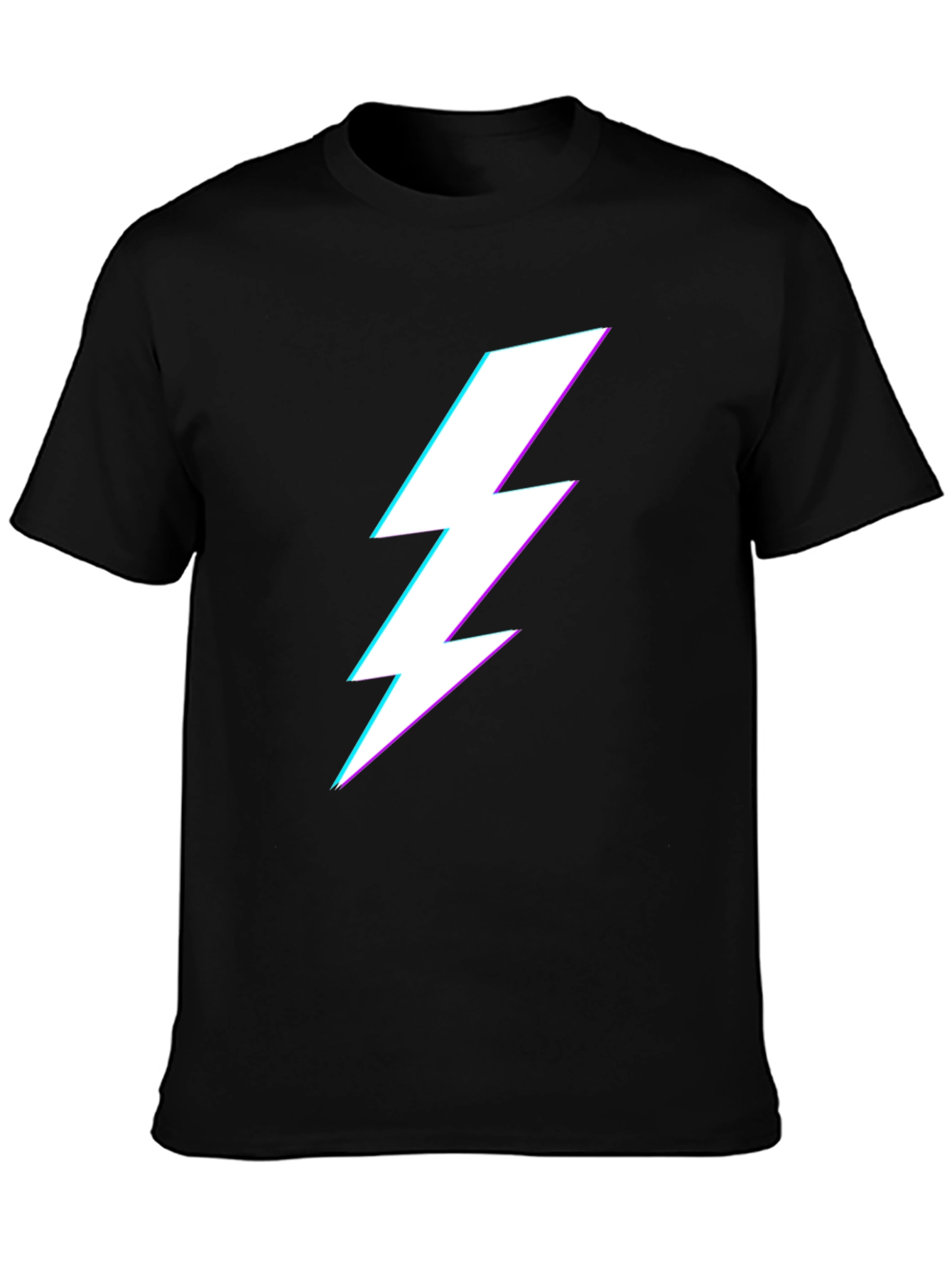 Black Black T-Shirt with Lightning Bolt Graphic view 3