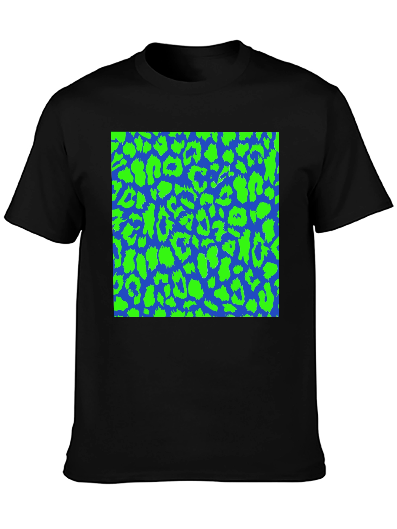 Black Blue & Green Leopard Print Tee - Bold Style view 3