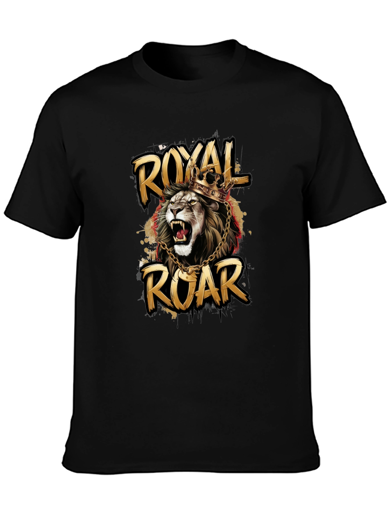 Black Royal Roar Lion Graphic T-Shirt - Stylish Black Tee view 3